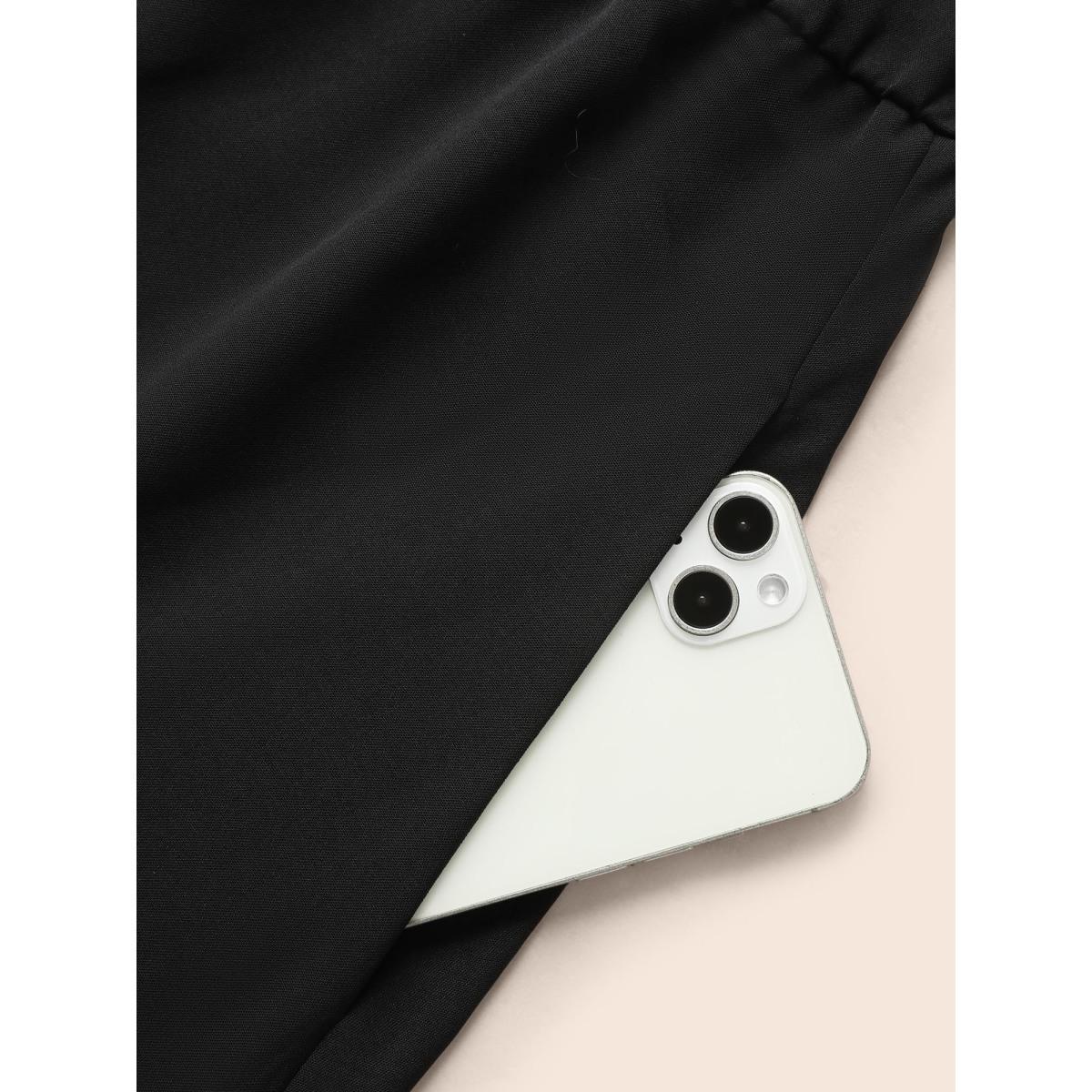 Plus Size Halter Contrast Webbing Elastic Waist Dress Black Women Elegant Gathered Halter neck Sleeveless Curvy BloomChic 30/6X Product Image