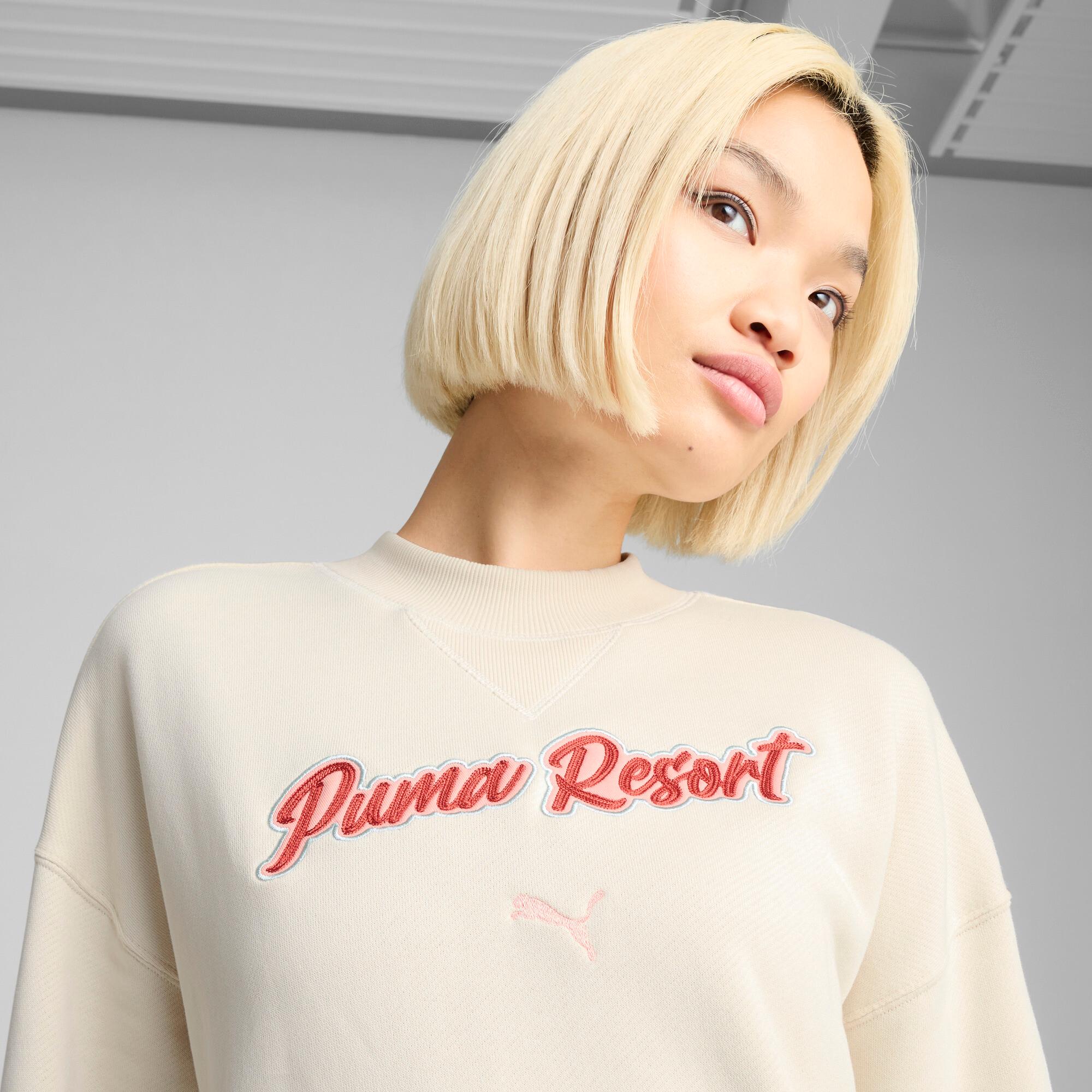 PUMA Premium Essentials Women's Oversized Graphic Crew Sweatshirt Product Image