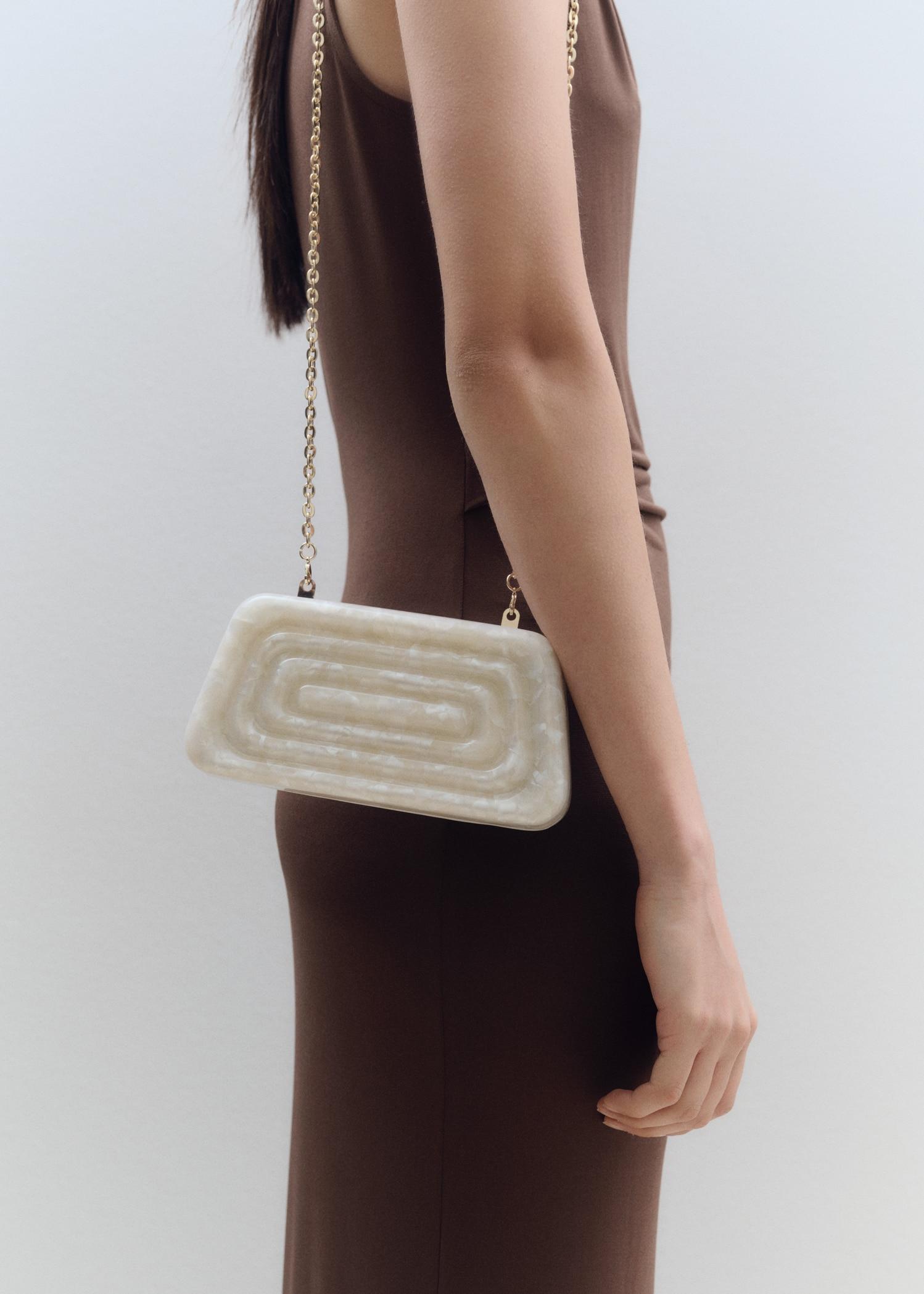 Pearl-effect clutch bag - Women | MANGO USA Product Image