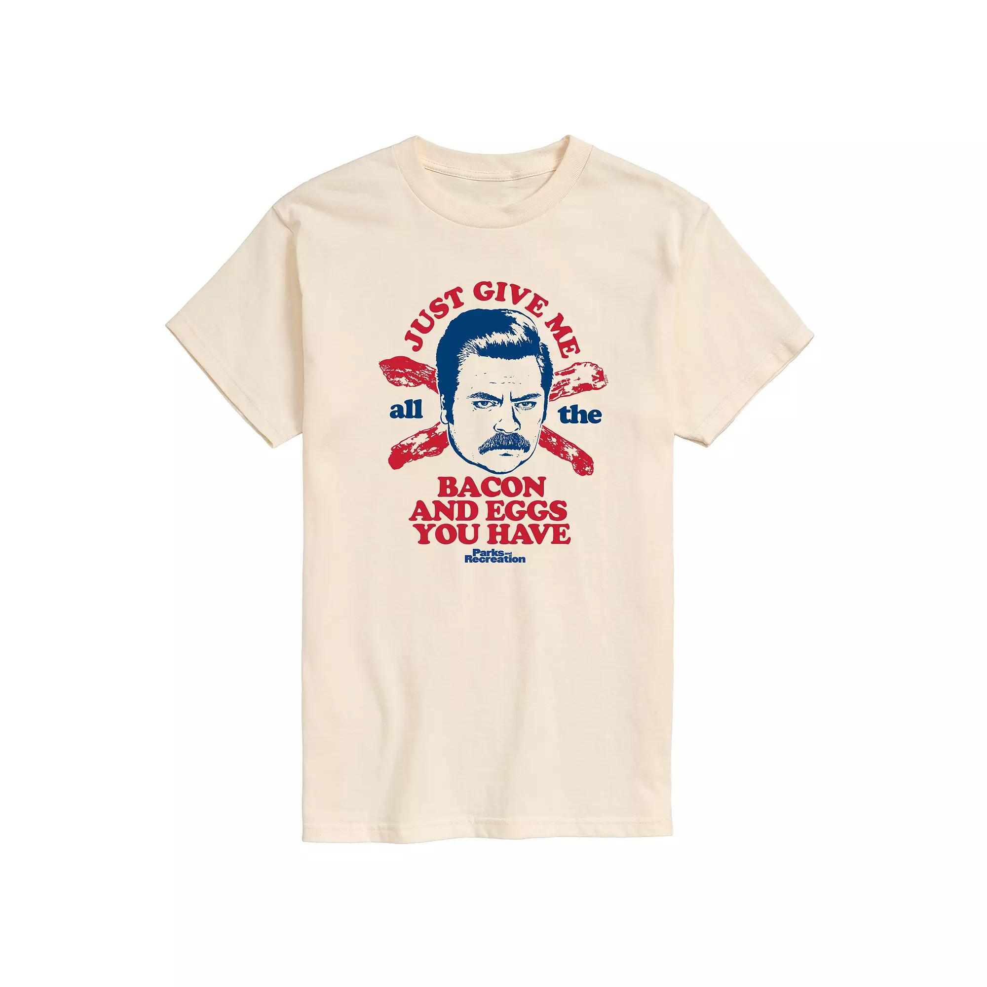 Men's Parks And Recs Ron Bacon Eggs Graphic Tee,  Product Image