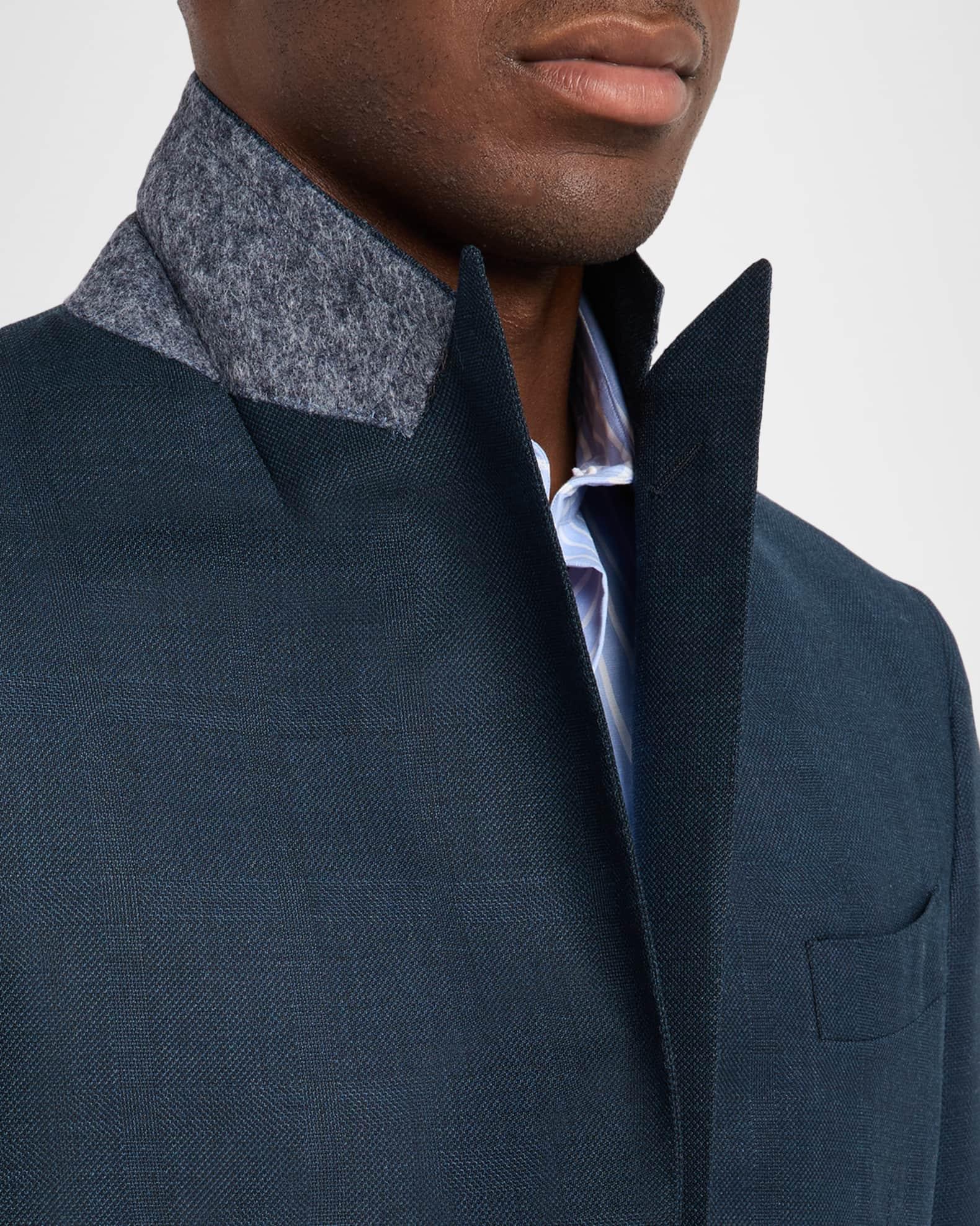 Men's Wool Windowpane Peak Lapel Suit Product Image