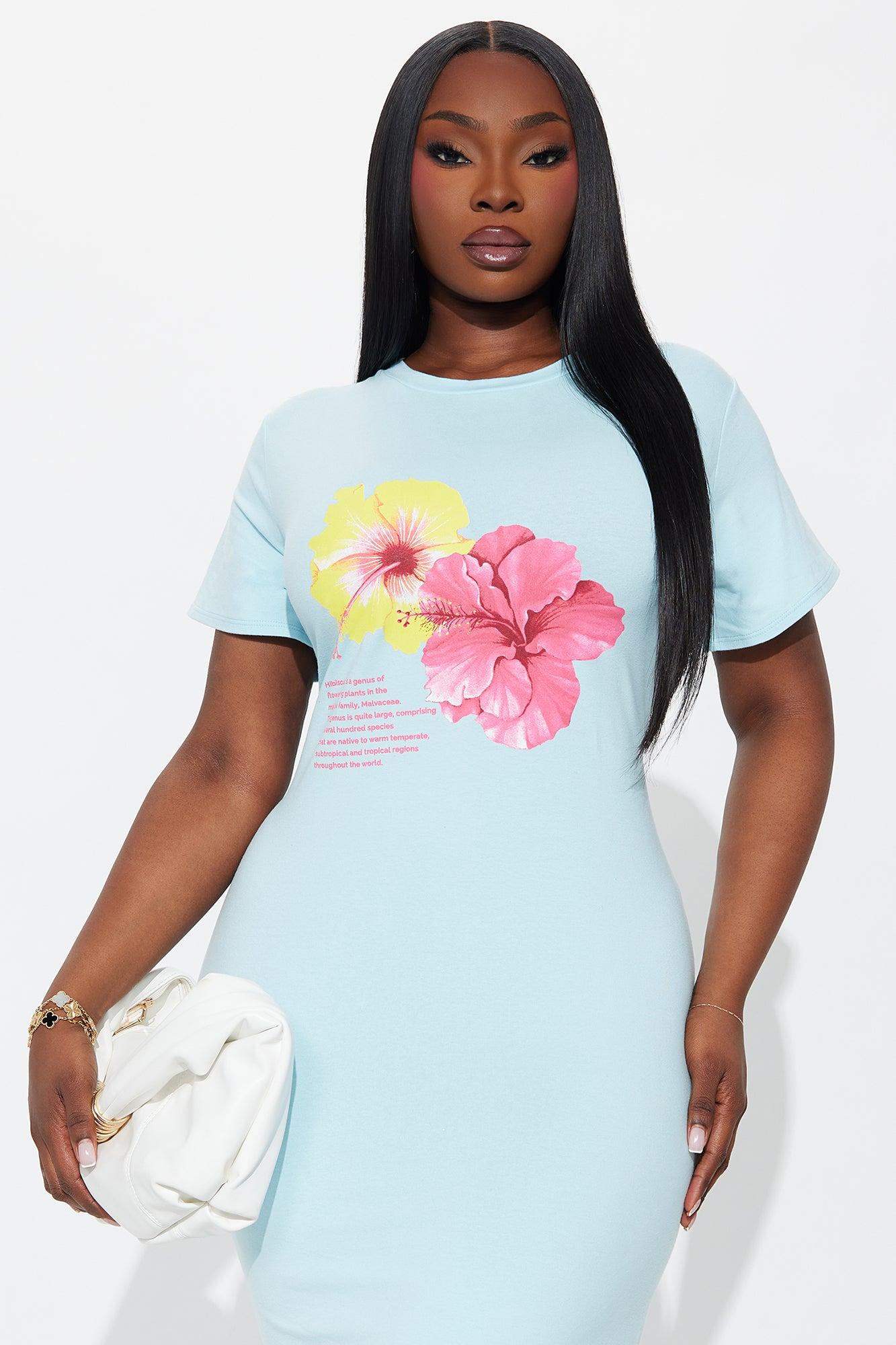 Hibiscus TShirt Mini Dress - Blue Female Product Image