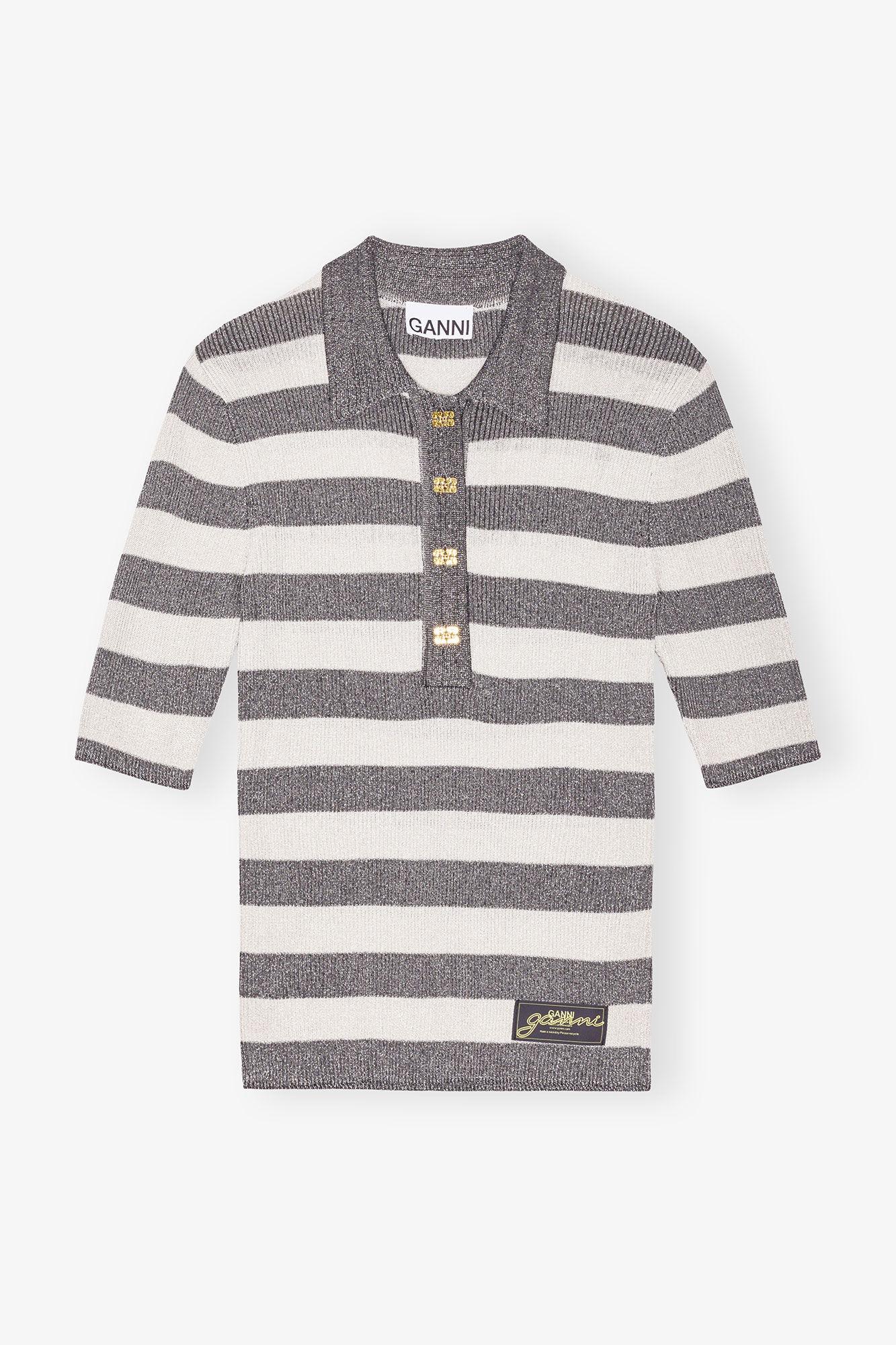 Striped Sparkle Rib Polo T-Shirt Product Image