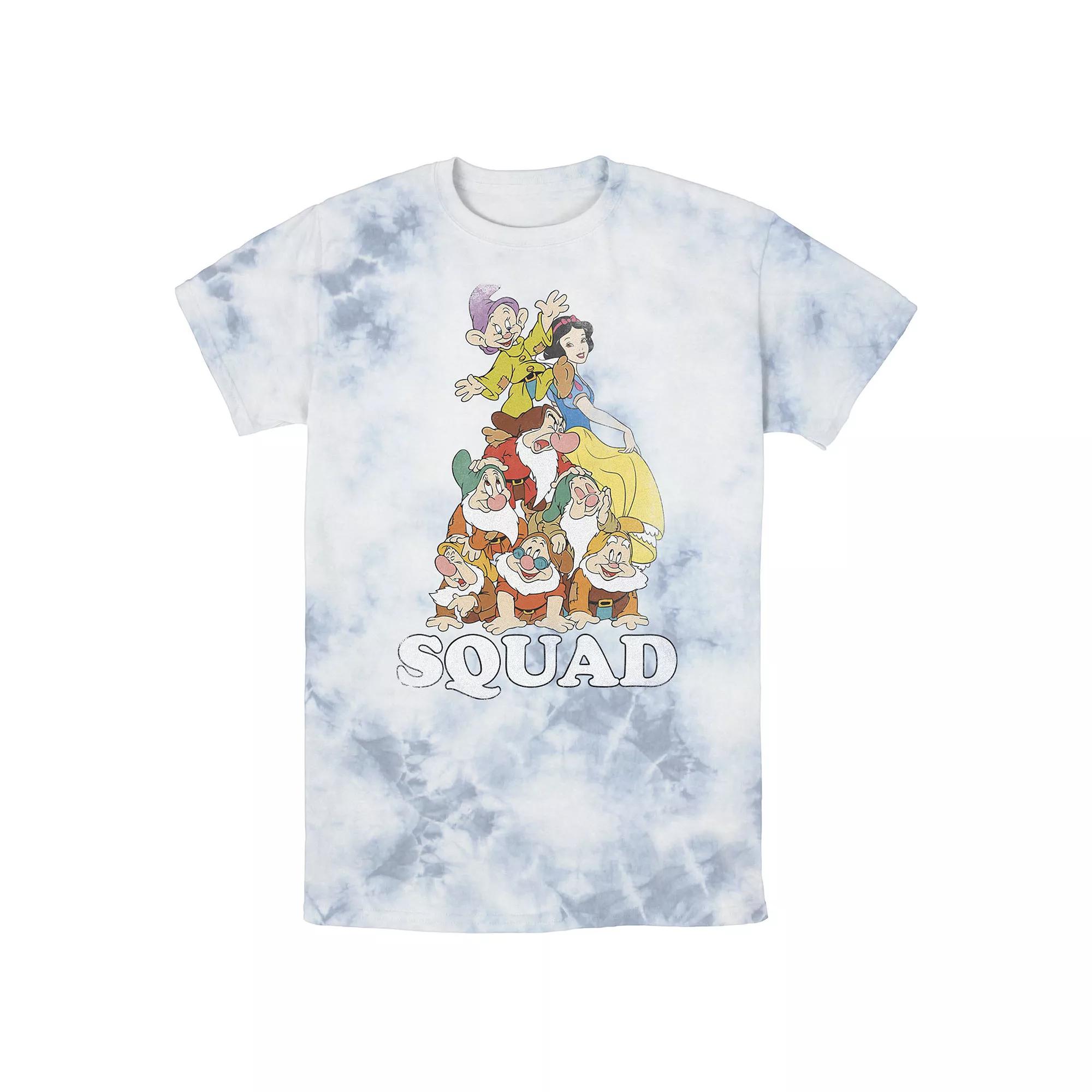 Men's Disney Snow White Seven Dwarves Squad Pile Bomabrd Wash Tee, Size: Medium, White Blue Product Image