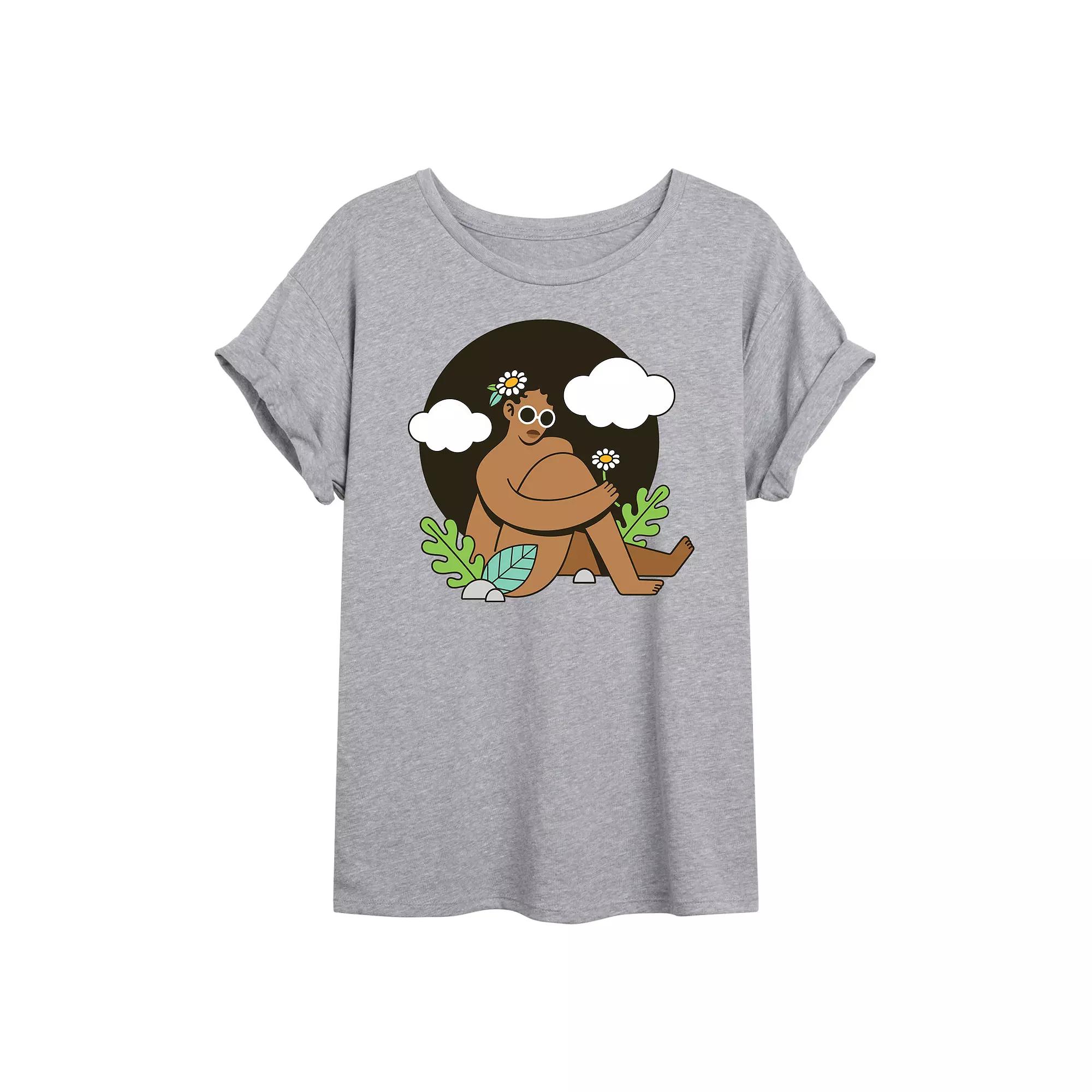 Juniors' Woman Afro And Plants Over Product Image