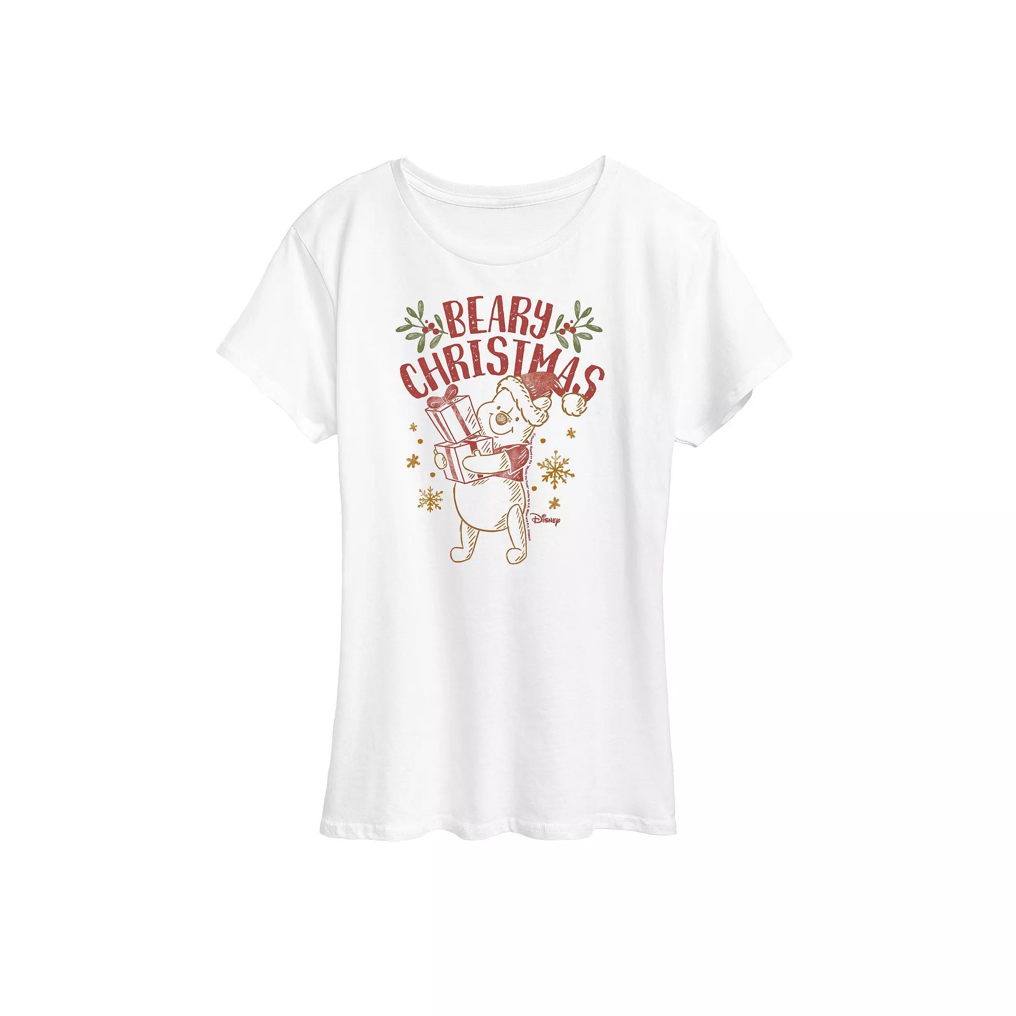 Disney's Winnie The Pooh Women's Beary Christmas Graphic Tee, Girl's,  Product Image