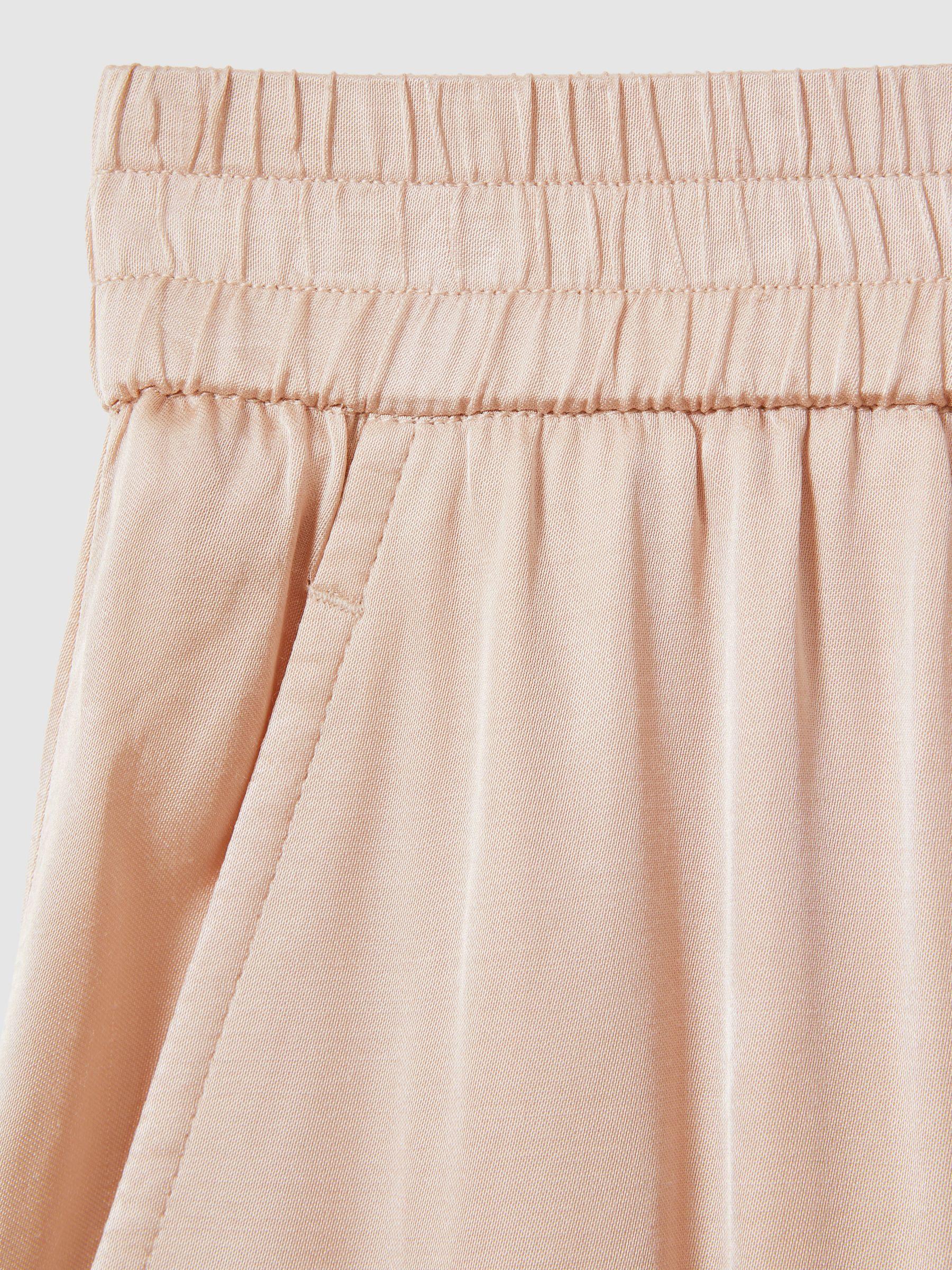 Satin Elasticated Waist Wide Leg Trousers in Champagne Product Image