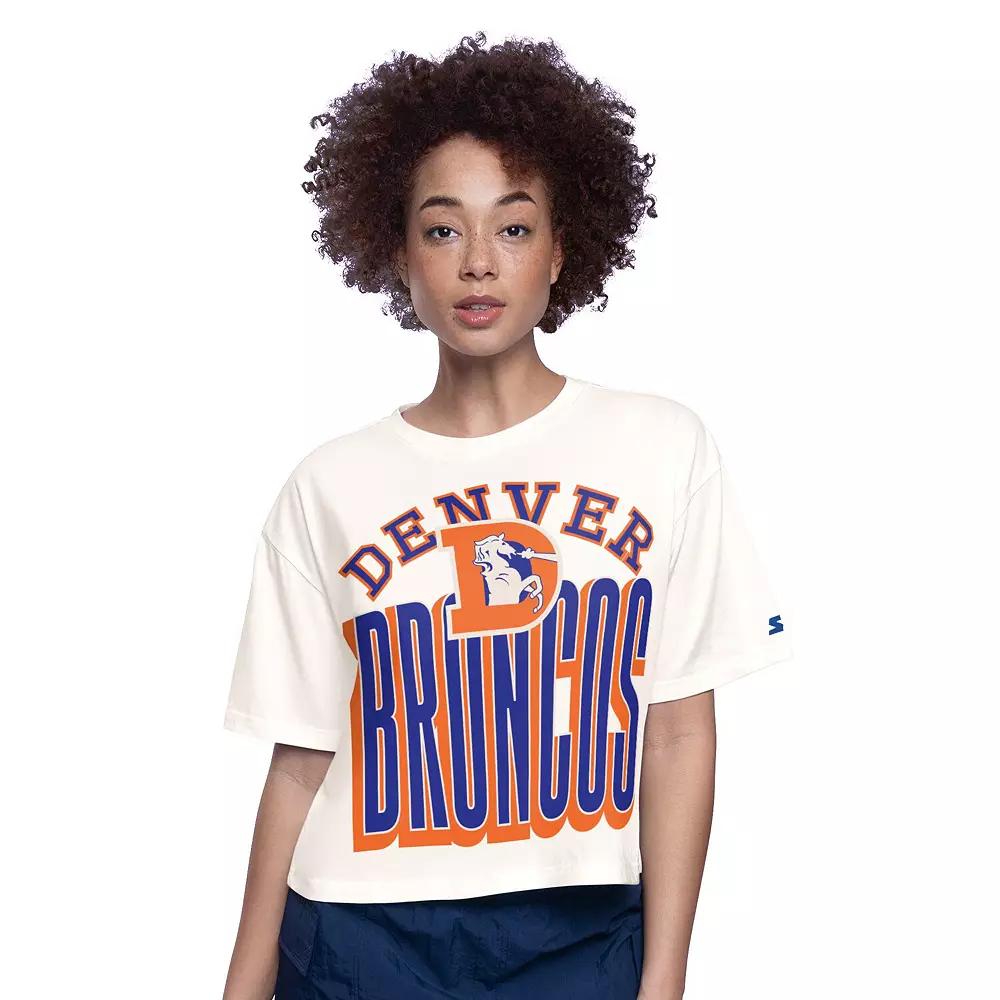 Womens Starter Denver Broncos Throwback Play the Ball Boxy Cropped T-Shirt Product Image