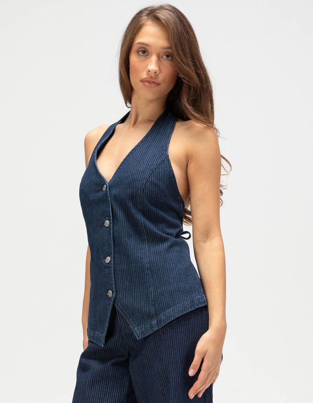 RHYTHM Pinstripe Womens Halter Vest - DENIM Product Image