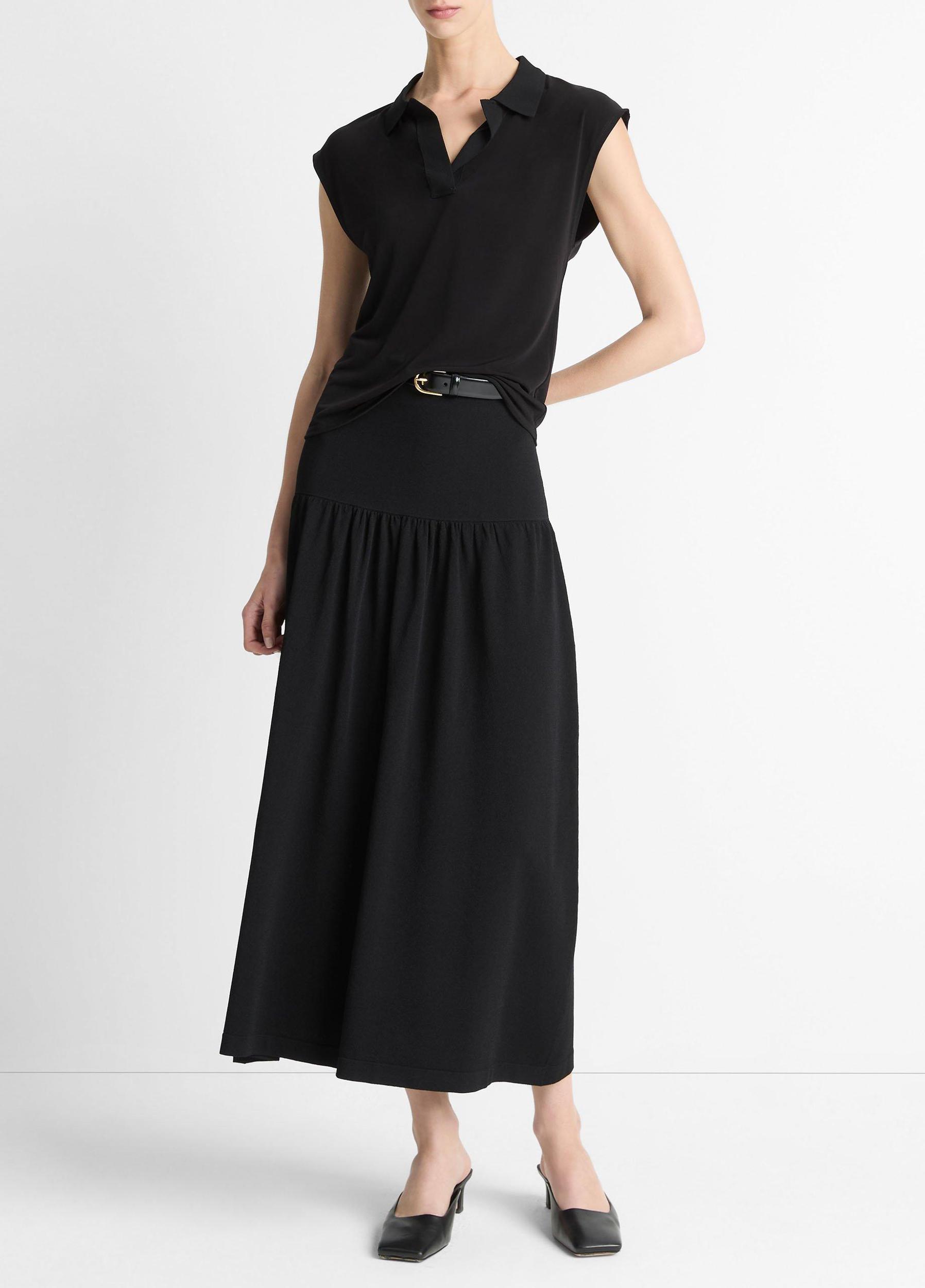 Matte Jersey Cap-Sleeve Polo Top Product Image