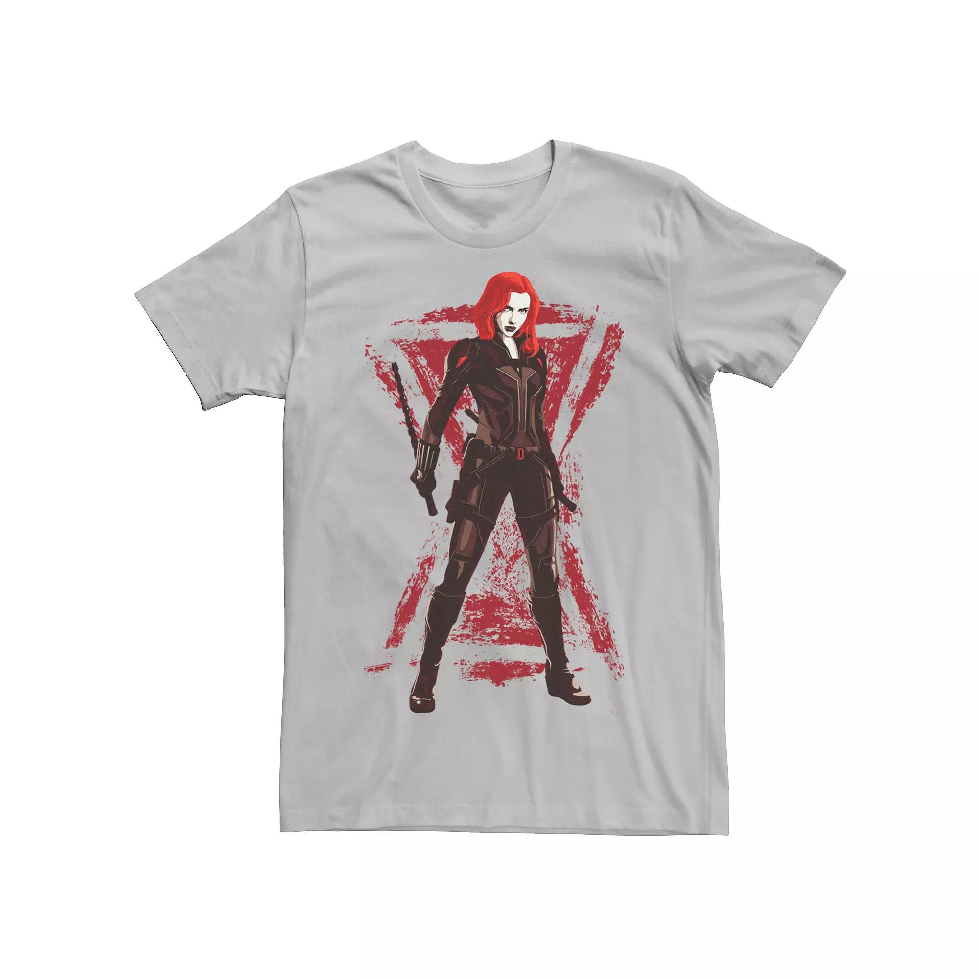 Men's Marvel Black Widow Painted Logo Portrait Tee,  Product Image