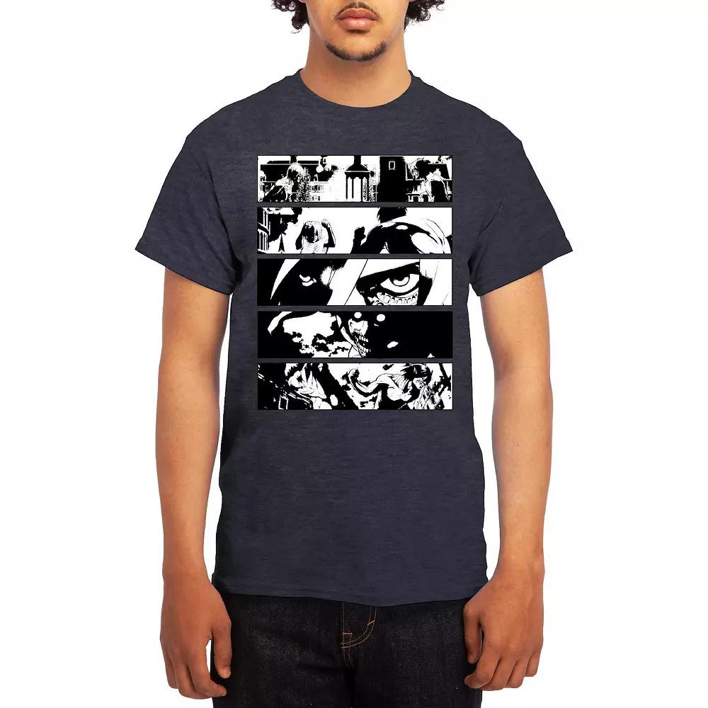 Men's Attack on Titan Black & White Battle Layout Tee, Size: XL, Royal Blue Product Image