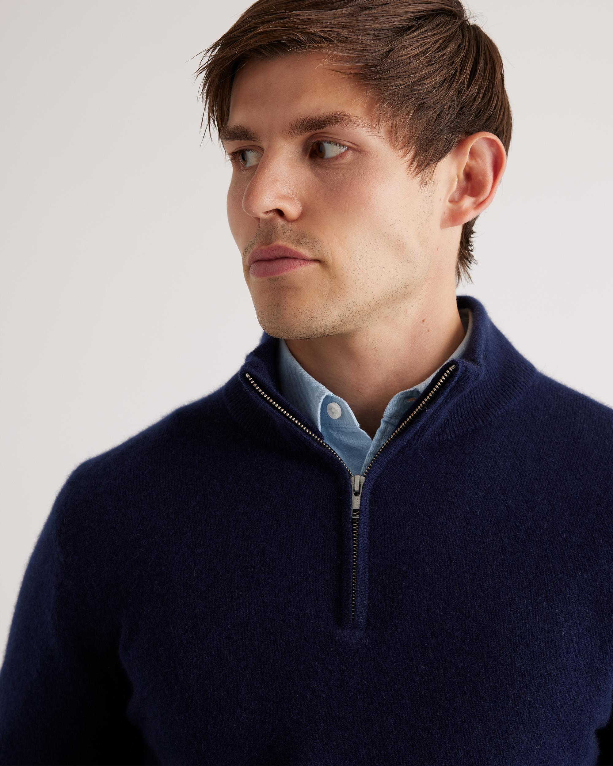 Quince | Men's Mongolian Spring Cashmere Quarter Zip Sweater Size XL Product Image