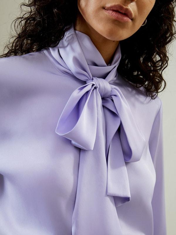LILYSILK Silk Shirt Women Purple Pure Silk Elegant Cuff Shell Button Blouse M Product Image
