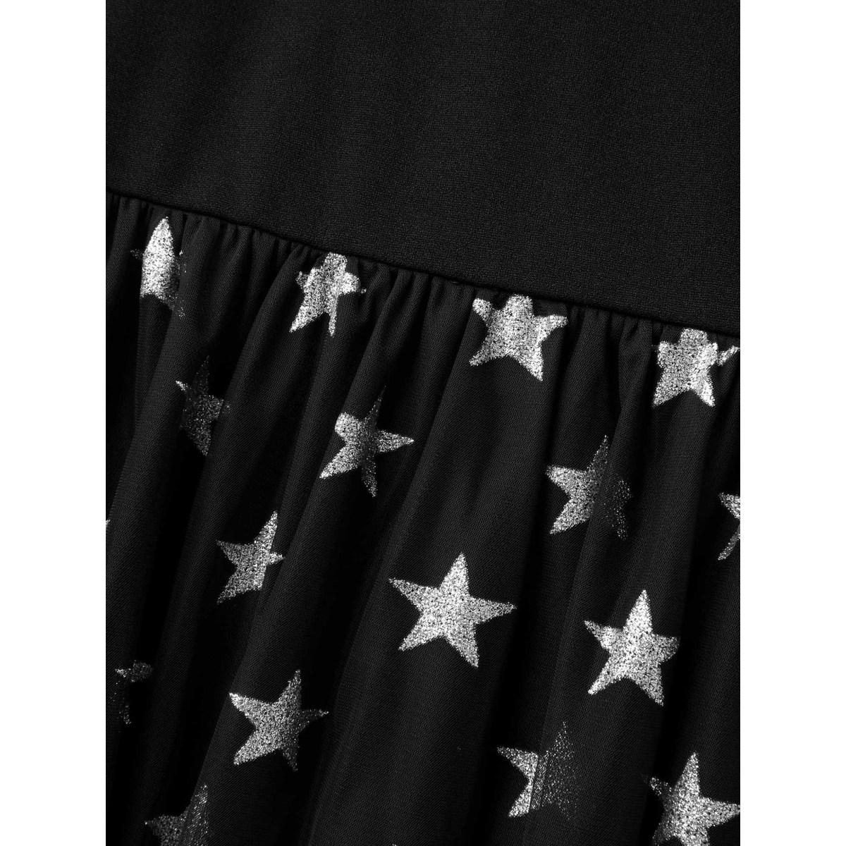 Plus Size Sequins Star Print V-Neck Midi Dress Black Women Non Sleeveless Curvy BloomChic 12/L Product Image