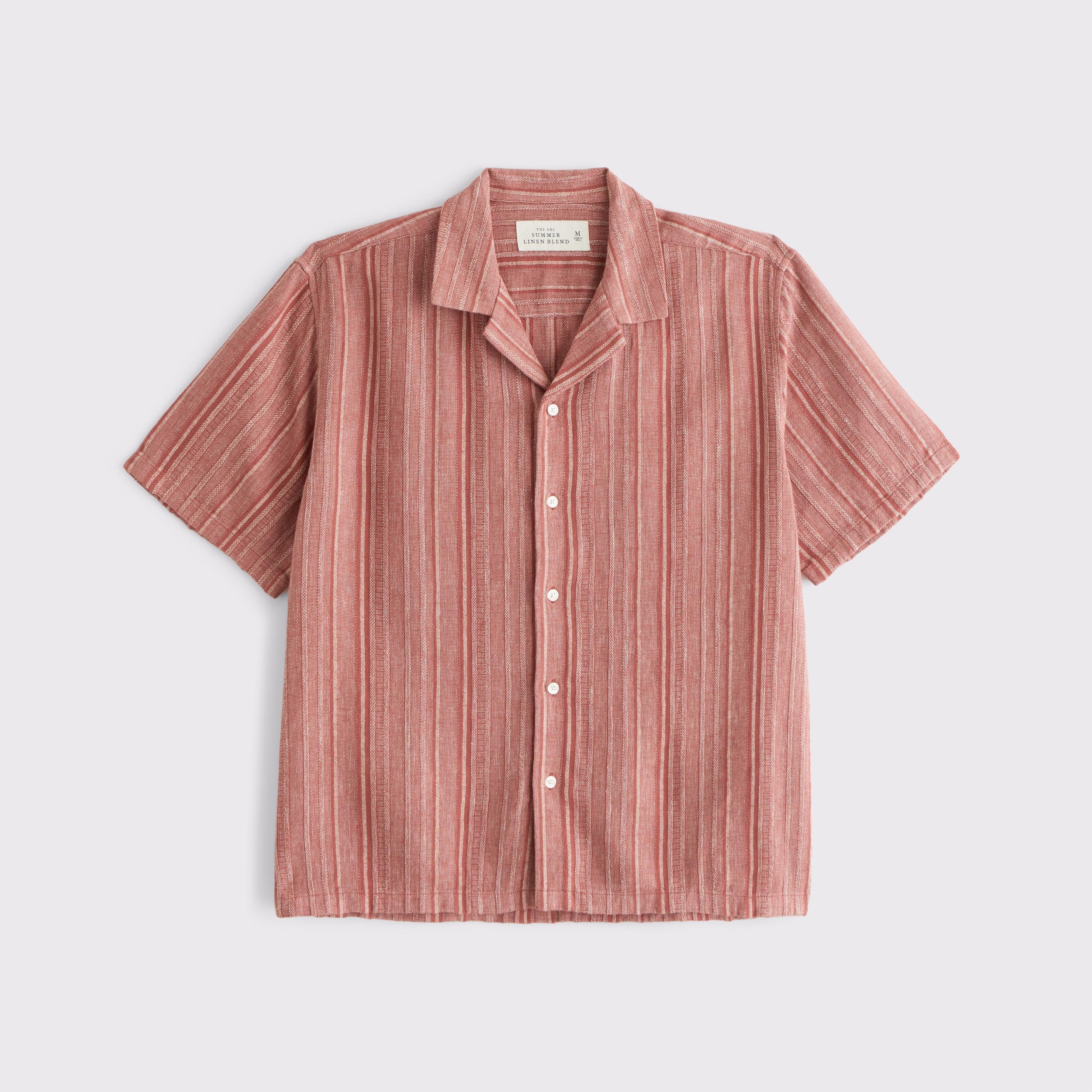 Camp Collar Summer Linen-Blend Shirt Product Image