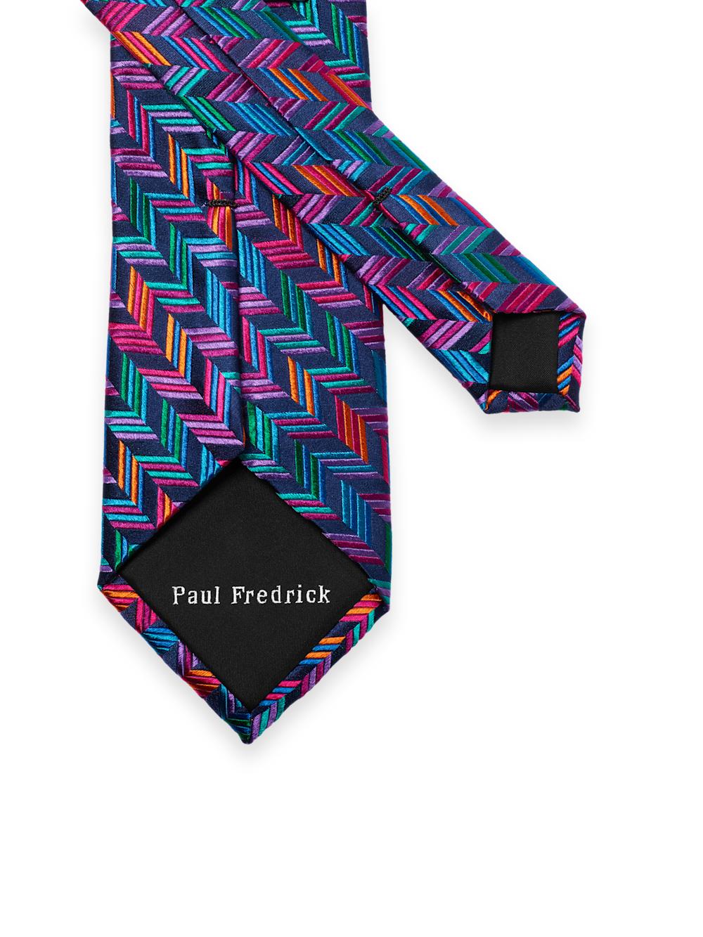 Herringbone Woven Silk Tie - Multi Product Image
