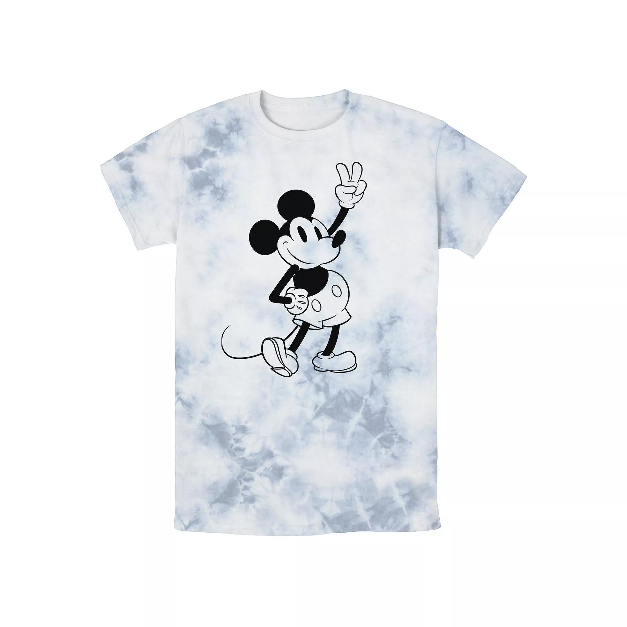 Men's Disney Mickey And Friends Mickey Peace Outline Wash Tee, Size: XL, White Blue Product Image