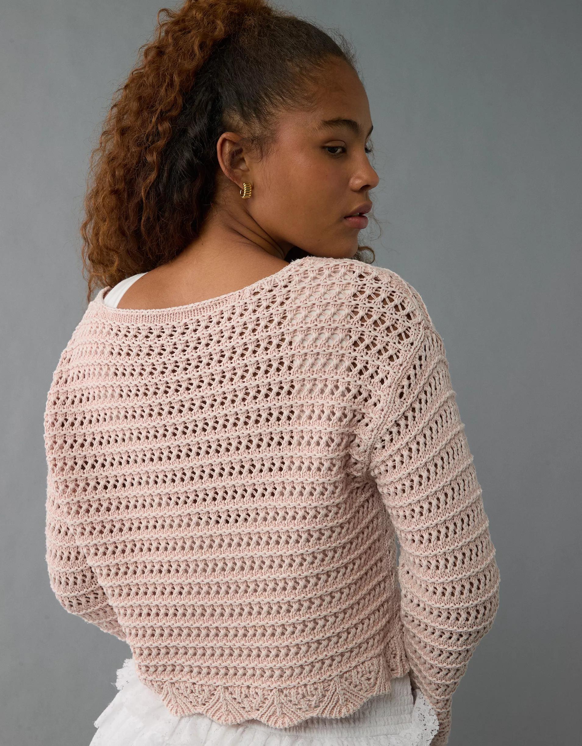AE Ballet Neck Open Knit Sweater Product Image