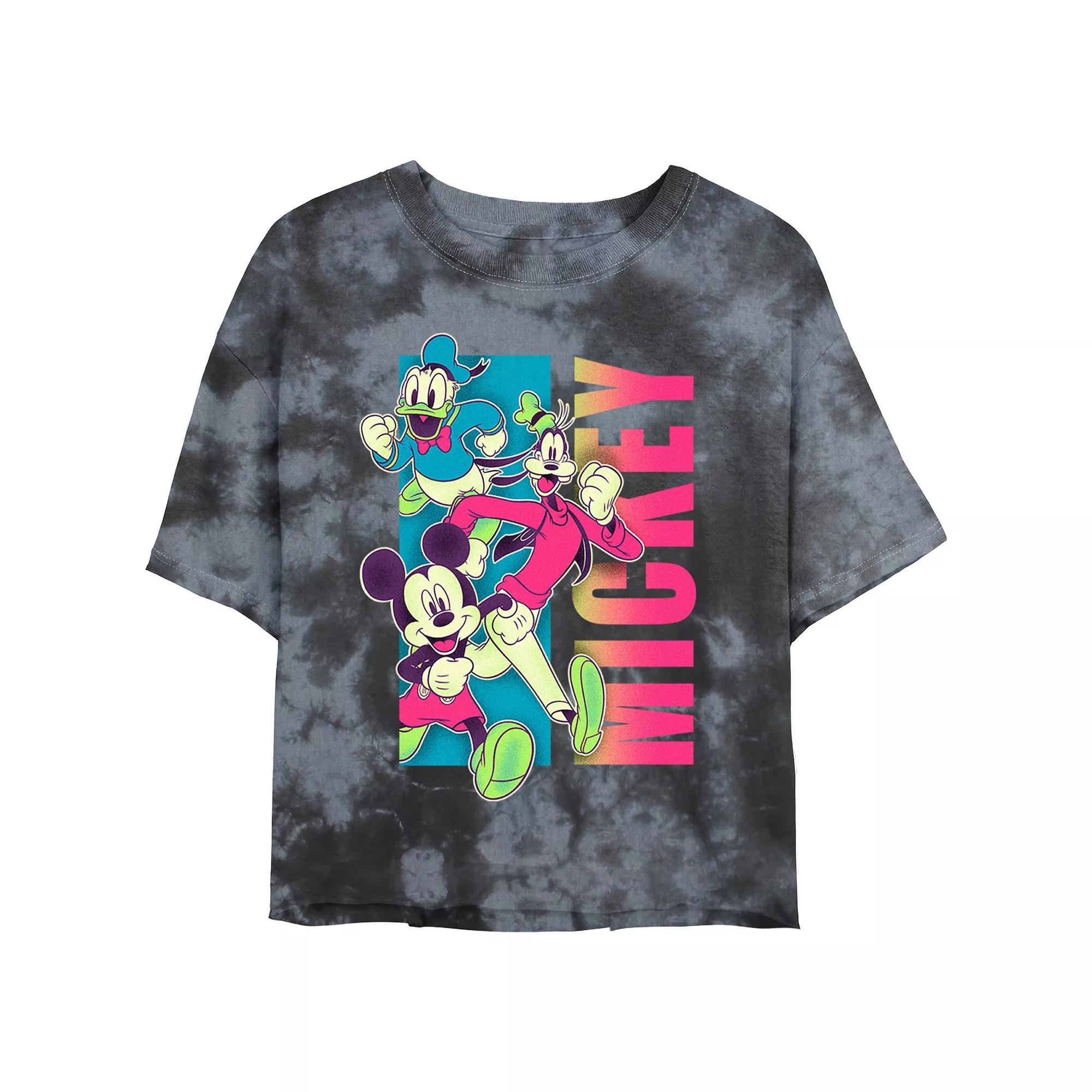 Disney's Mickey Mouse Bust Out Bombard Wash Juniors' Cropped Graphic Tee, Women's, Size: Small, Black Grey Product Image