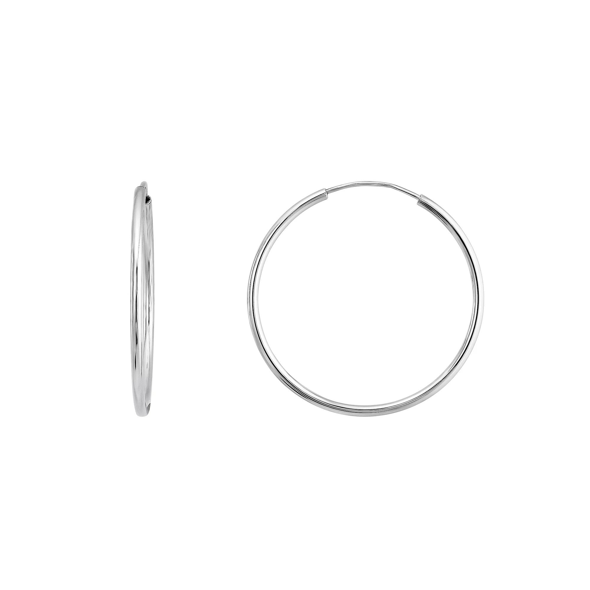 Sterling Silver 30 mm Endless Hoop Earrings, Womens Product Image