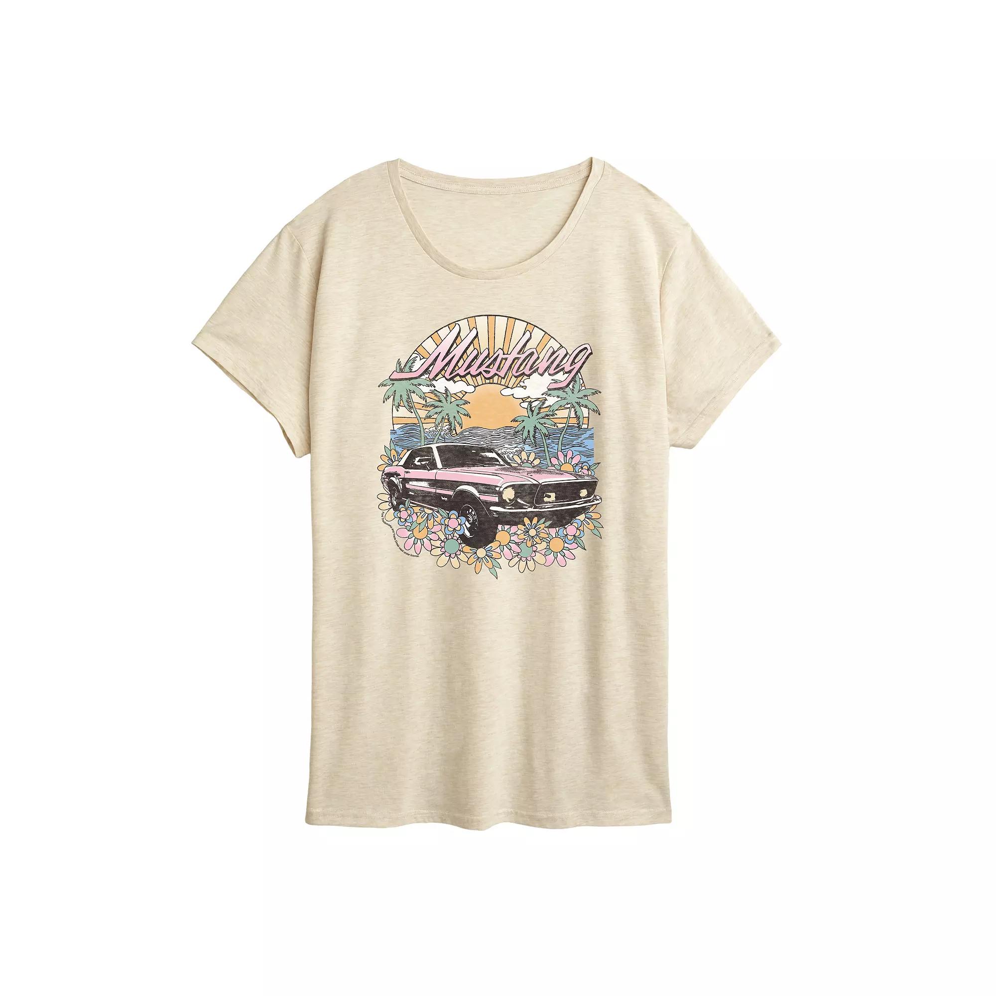 Women's Ford Mustang Tropical Vintage Graphic Tee,  Product Image