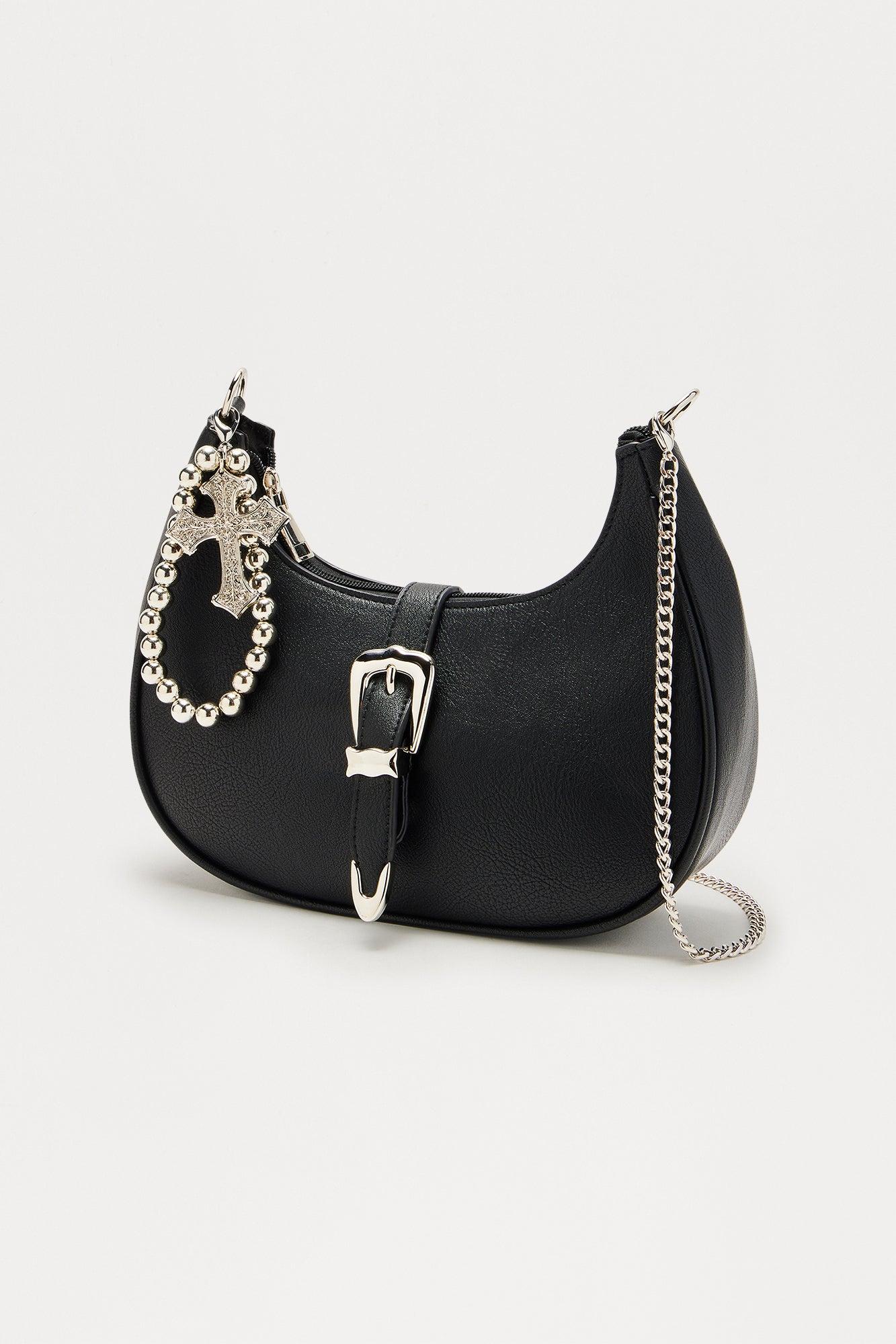Buckle Up Chains Handbag - Black Female Product Image