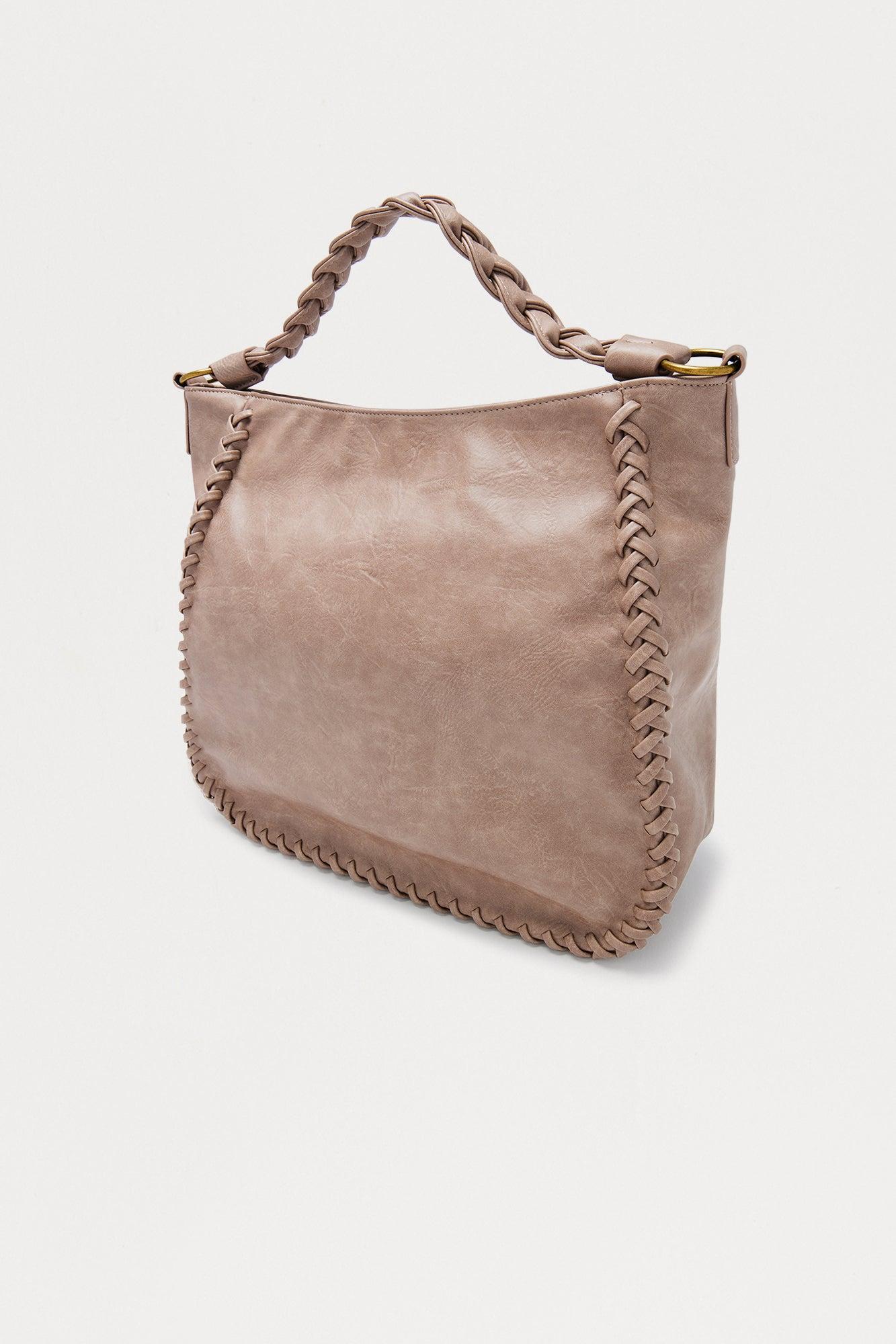 Lia Braid Faux Leather Handbag - Taupe Female Product Image