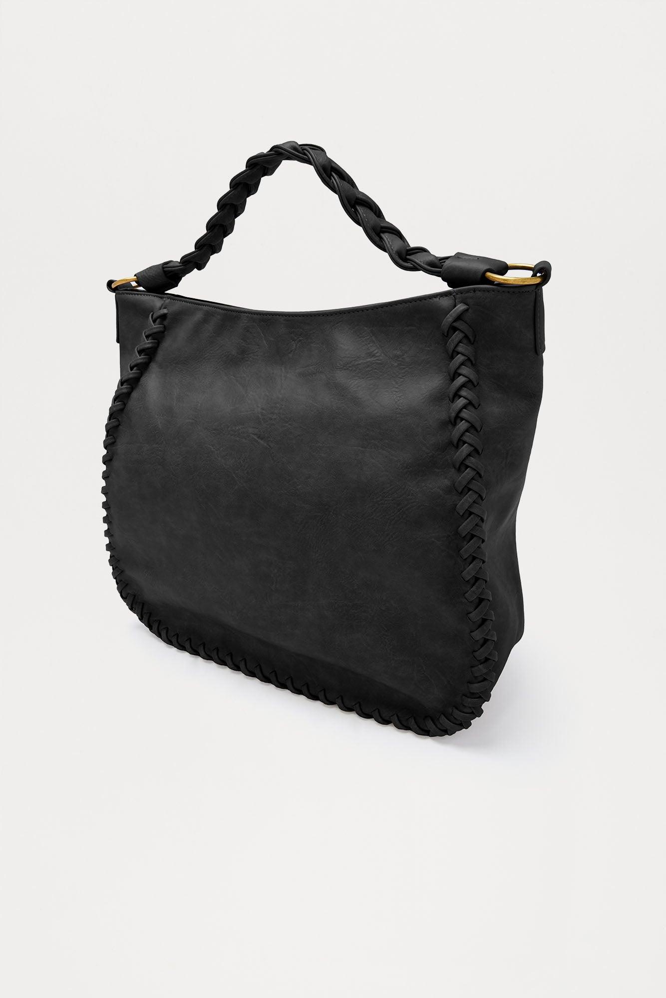 Lia Braid Faux Leather Handbag - Black Female Product Image
