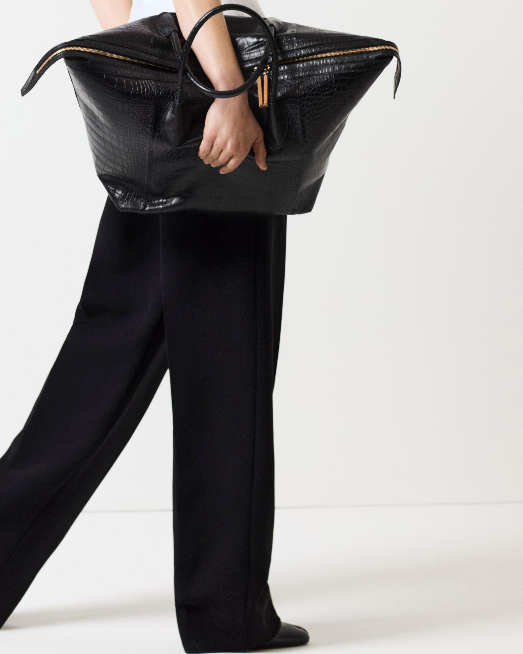Kasia Tote in Black Croc-Embossed Leather Product Image