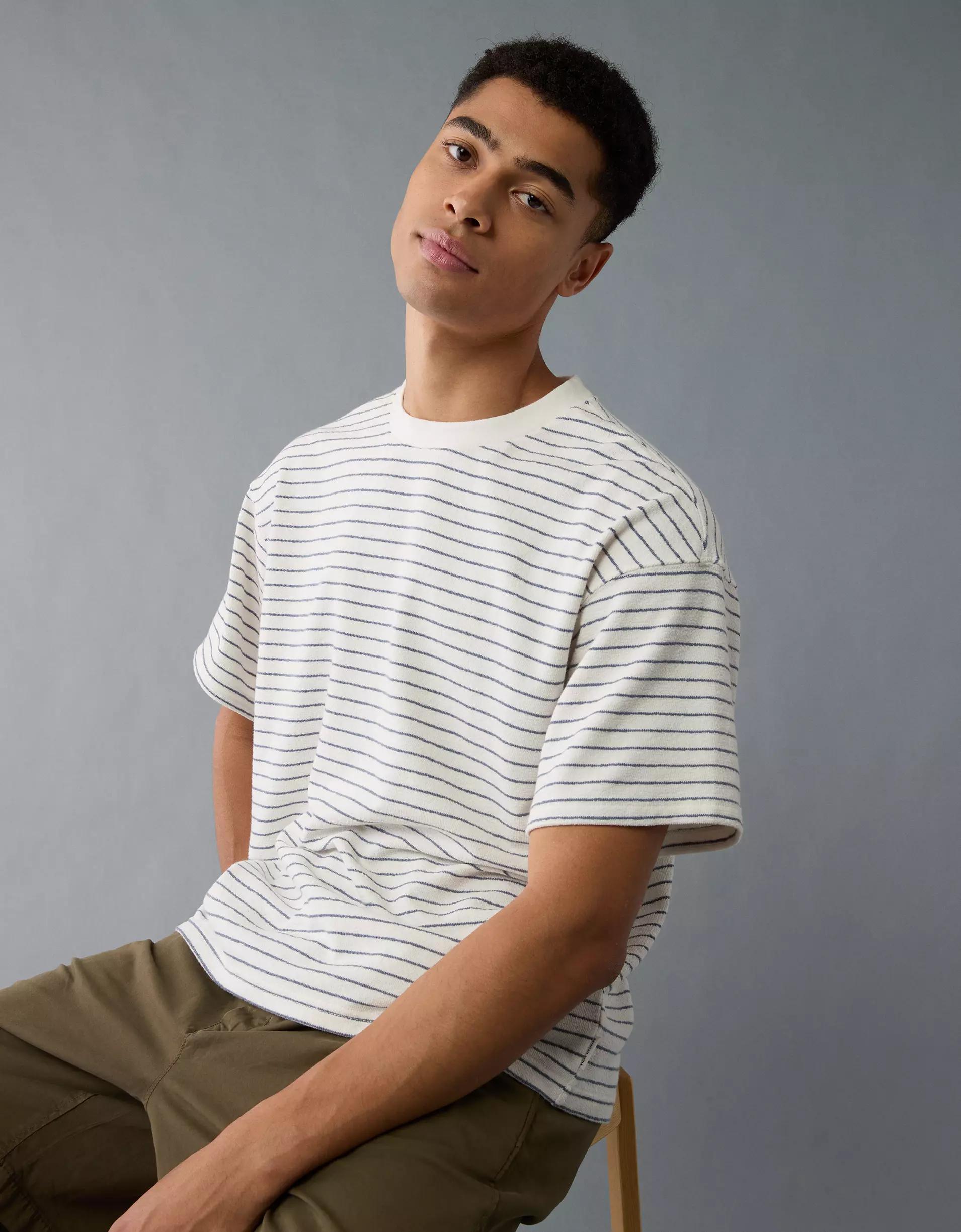 AE Boxy Textured Striped T-Shirt Product Image