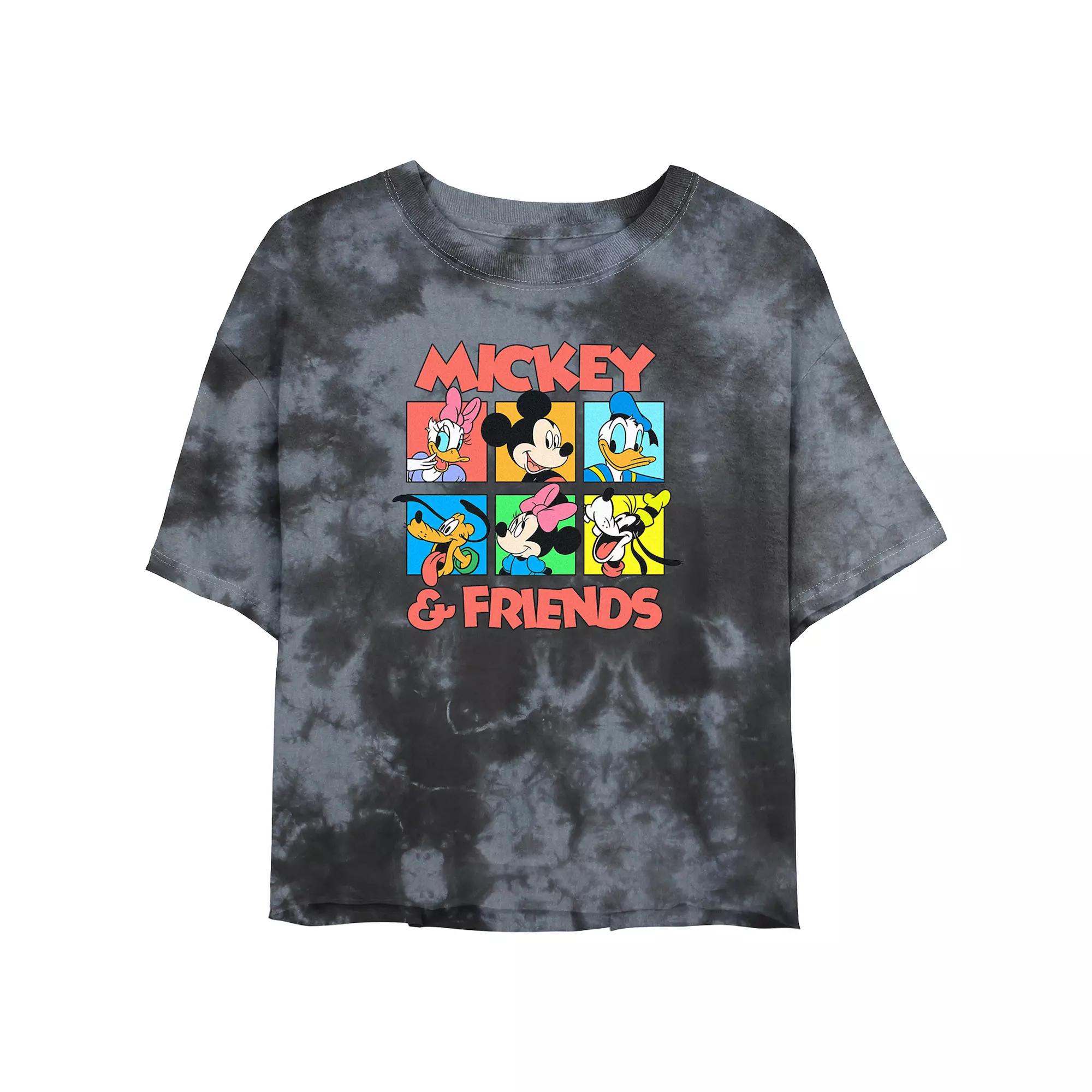 Disney's Mickey Mouse Head Shots Bombard Wash Juniors' Cropped Graphic Tee, Women's, Size: Medium, Black Grey Product Image