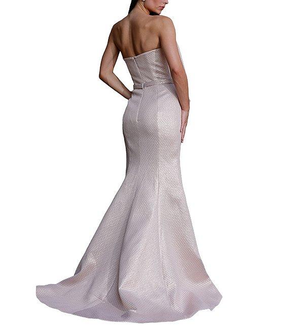 Terani Couture Sweetheart Neck 3D Ruffle Metallic Jacquard Mermaid Dress Product Image