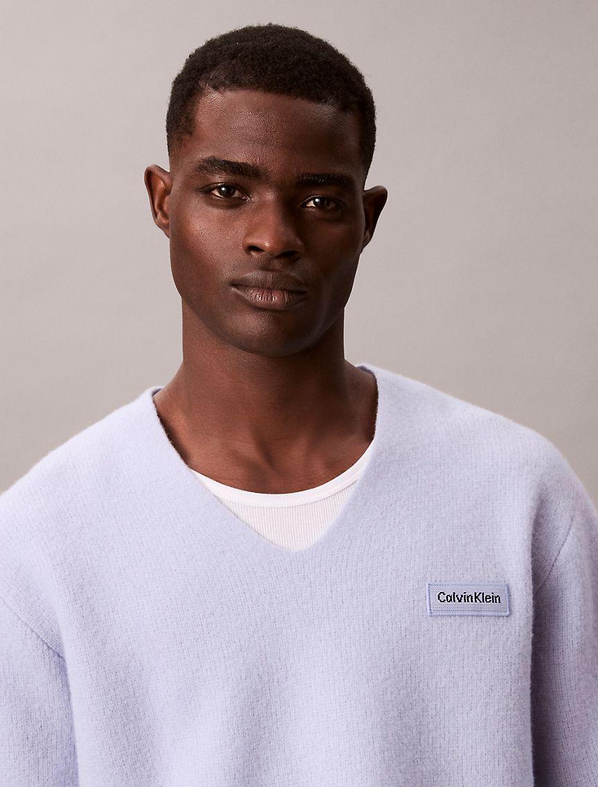 Merino Wool Relaxed V-Neck Sweater Product Image