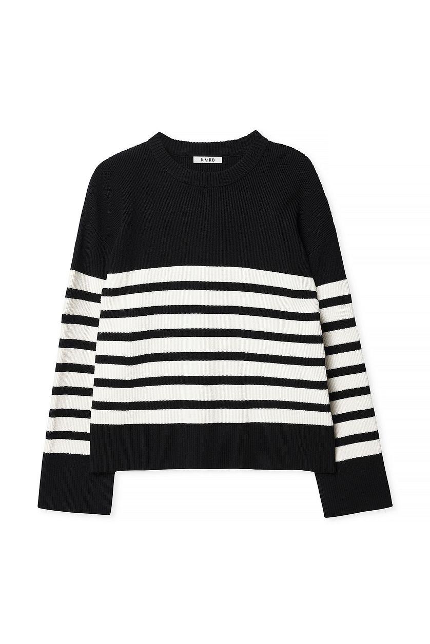 Round Neck Striped Knitted Sweater Product Image