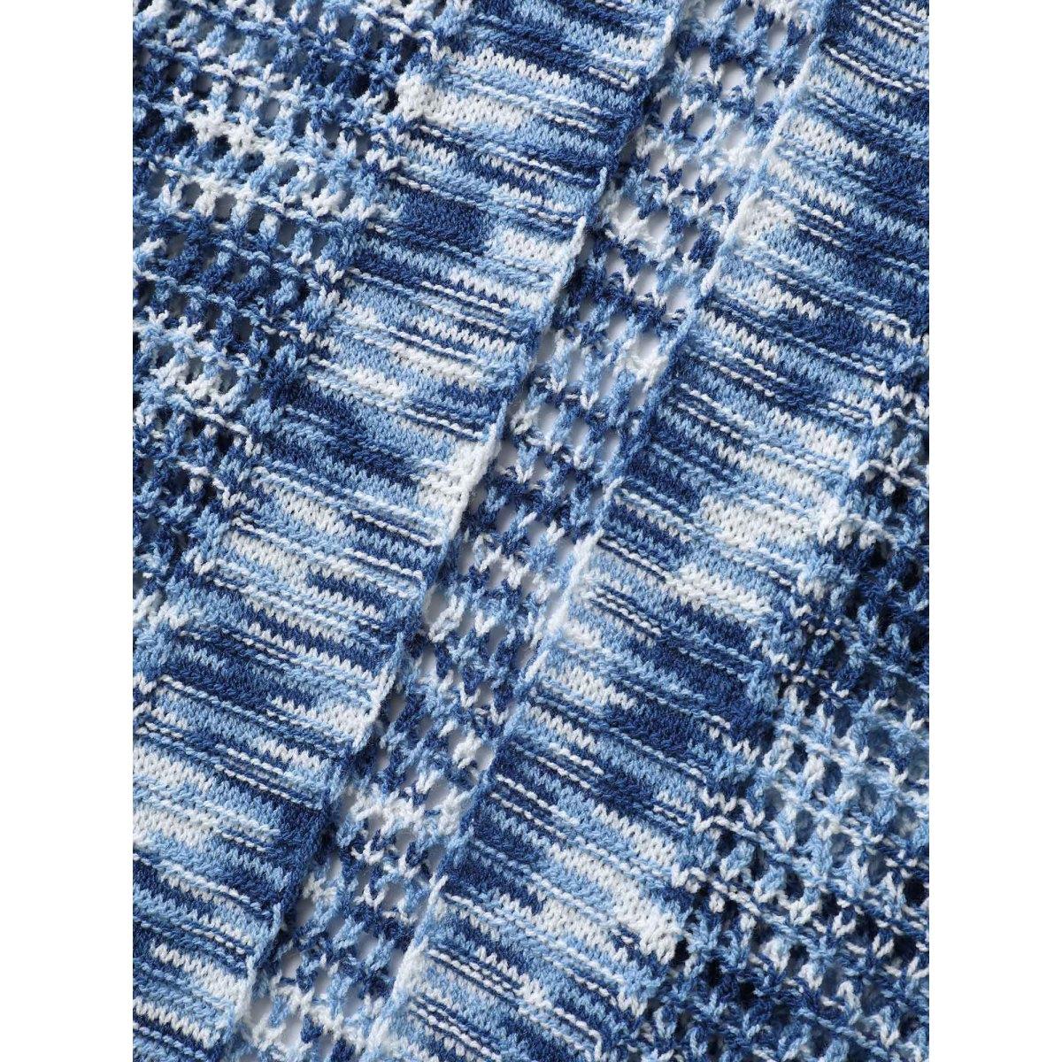 Plus Size Abstract Textured Cut-Out Knit Cardigan Mediumblue Women Loose Sleeveless Casual Cardigans BloomChic 22-24/3X Product Image