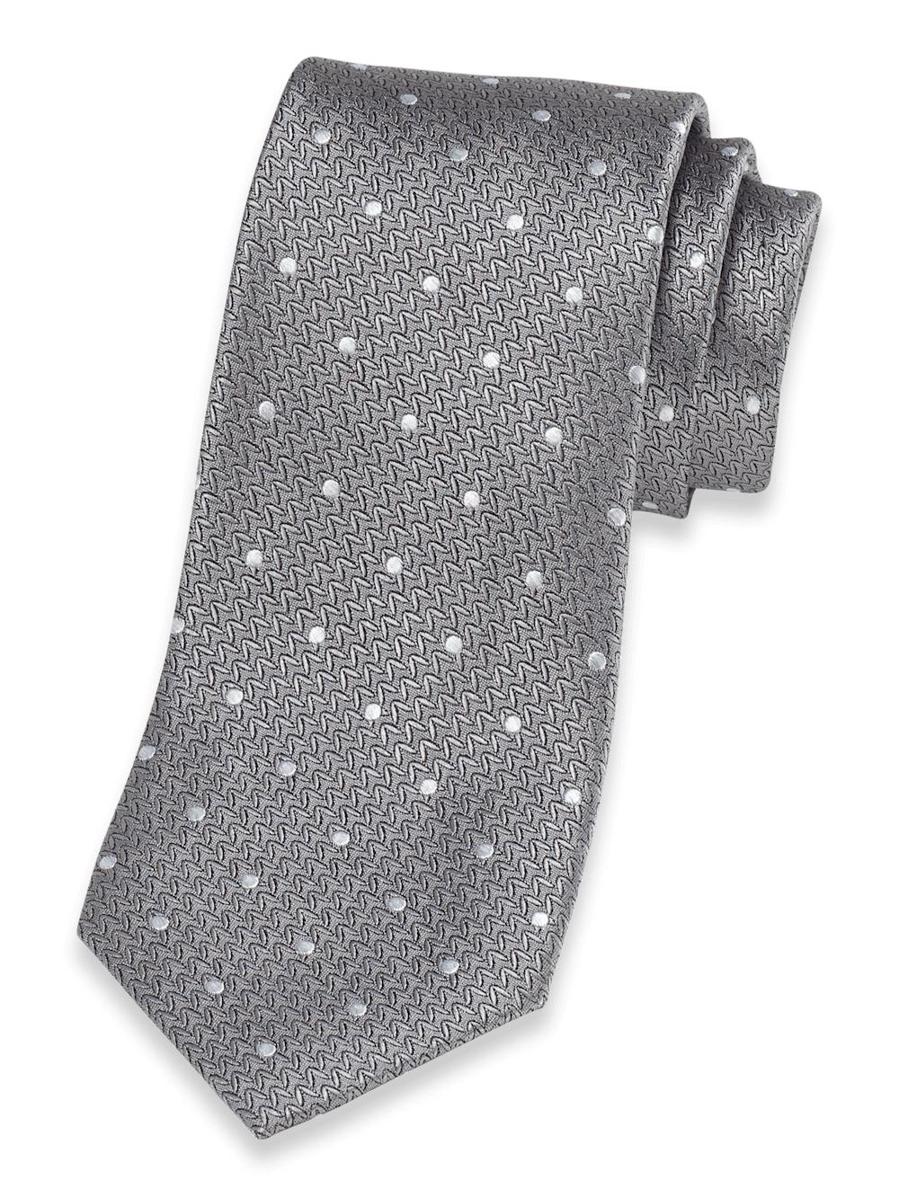 Dot Woven Silk Tie - Silver Product Image