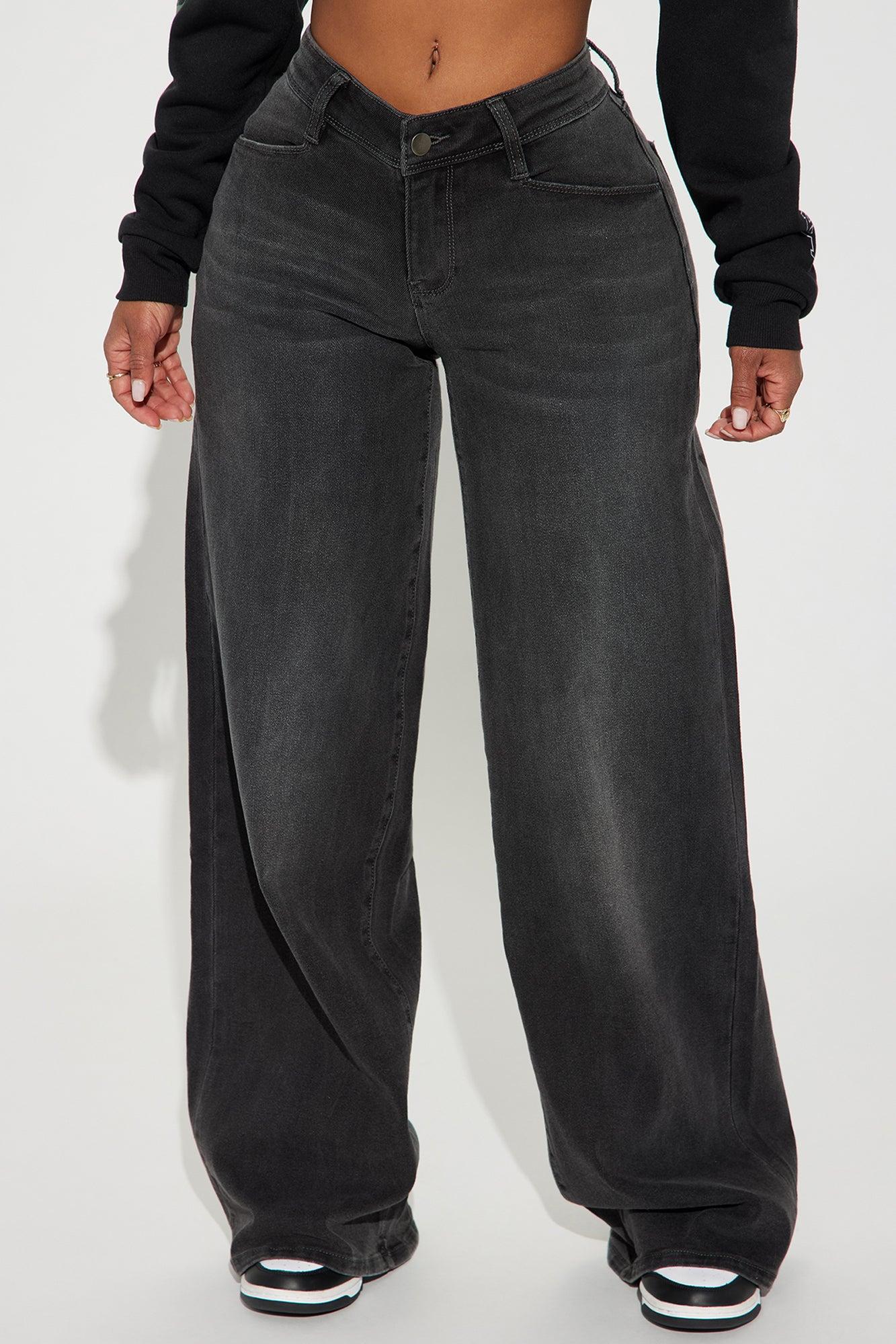 Lost As Always Stretch Baggy Jeans - Black Wash Product Image