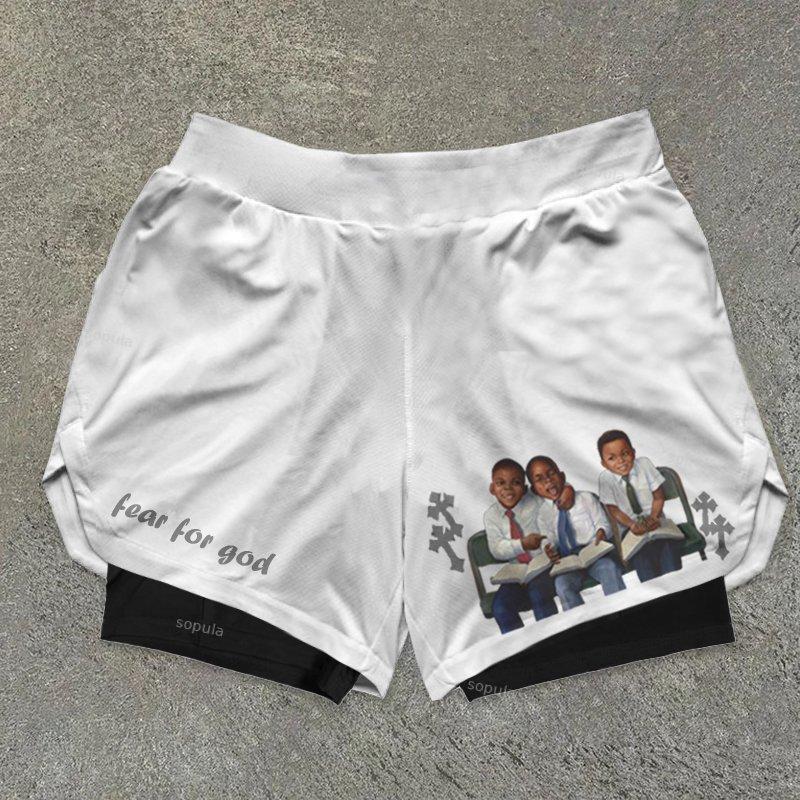 Sopula Let's Go Print Graphic Double Layer Men's Gym Shorts Product Image