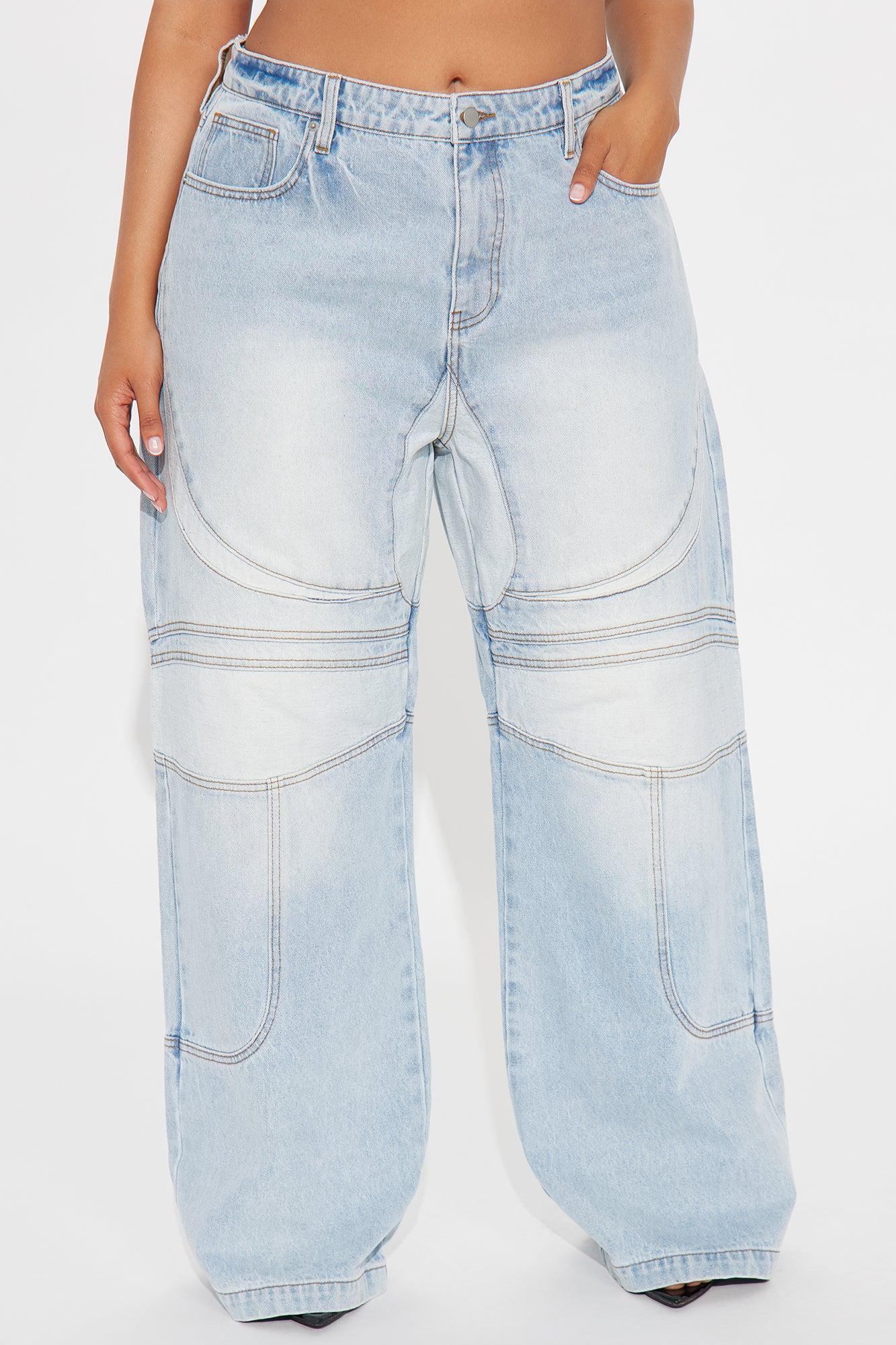 Worth My Time Seaming Wide Leg Jeans - Light Wash Product Image