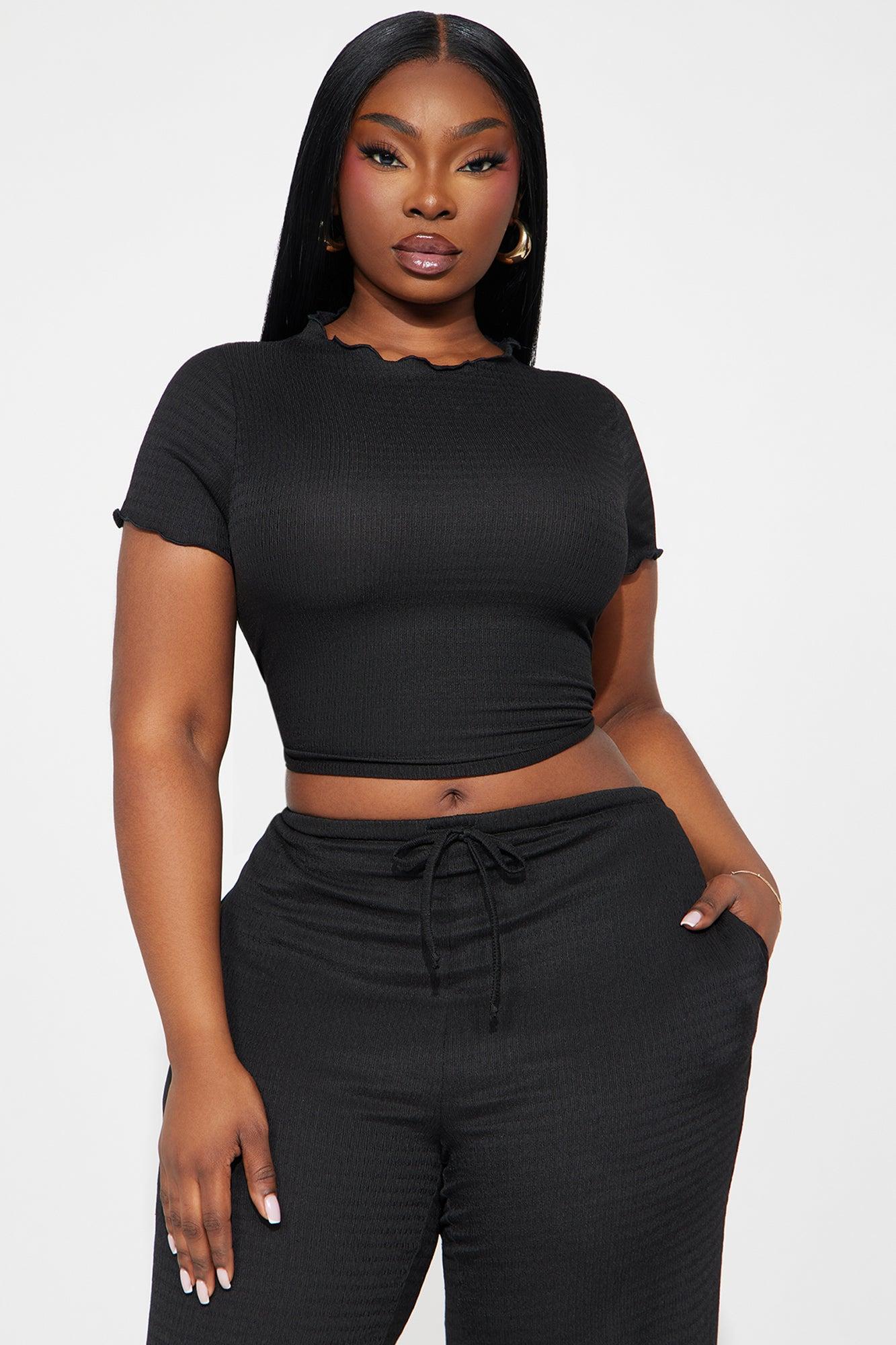 Life Is Good Textured Pant Set - Black Product Image