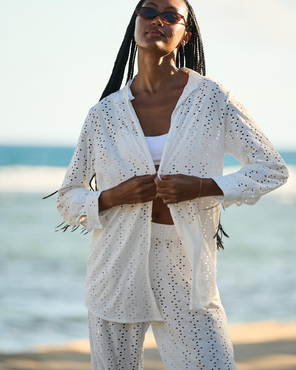 The Santorini - Luxe Eyelet Resort Shirt Product Image