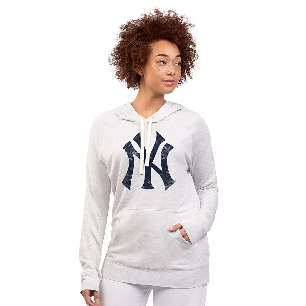 Women's G-III 4Her by Carl Banks Oatmeal New York Yankees Pregame Pullover Hoodie,  Product Image
