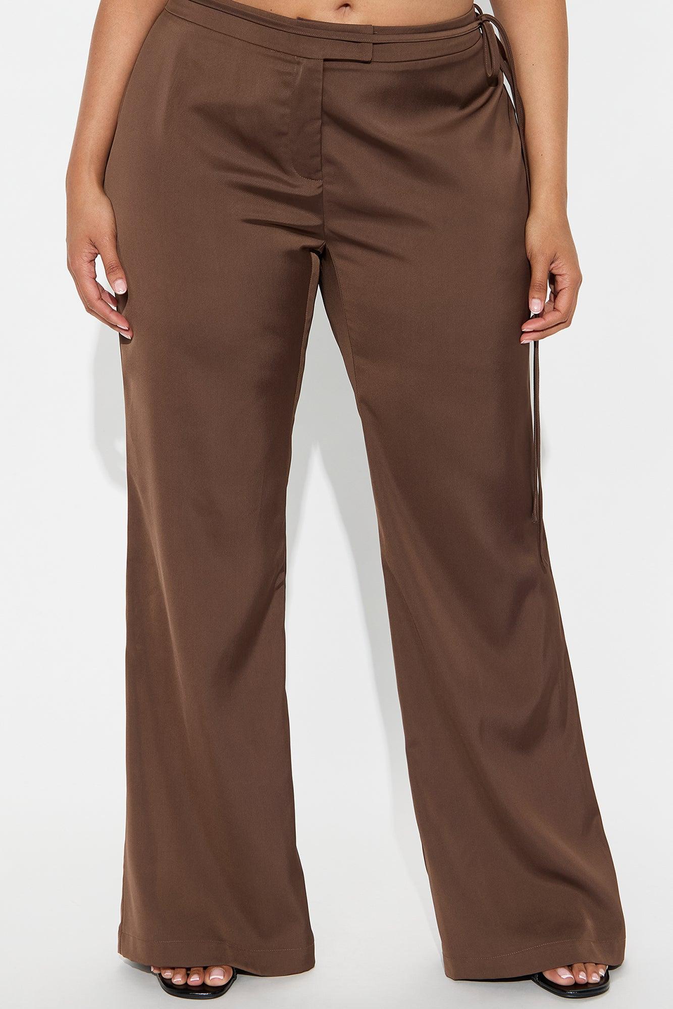 Front Page Headline Wide Leg Trouser Pant - Chocolate Female Product Image