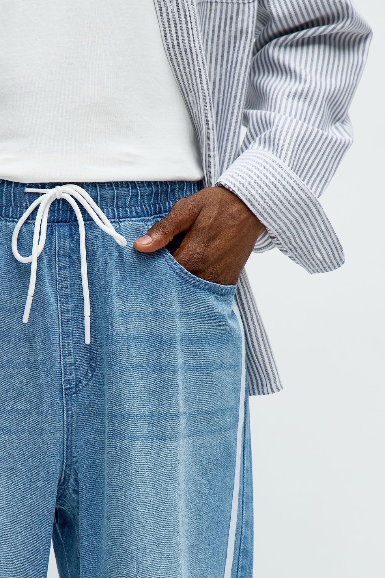 Running These Streets Baggy Jeans - Light Blue Wash Male Product Image