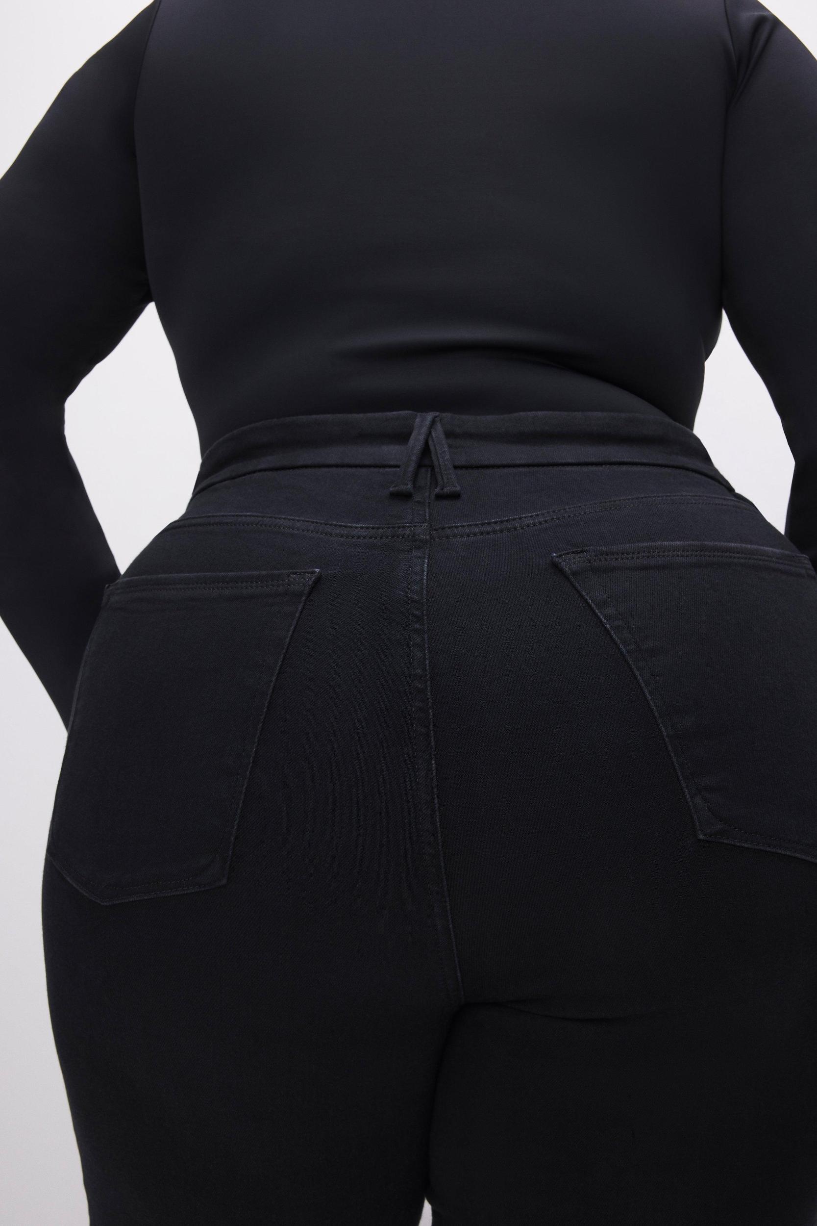 POWER STRETCH PULL-ON FLARE JEANS | BLACK001 Product Image