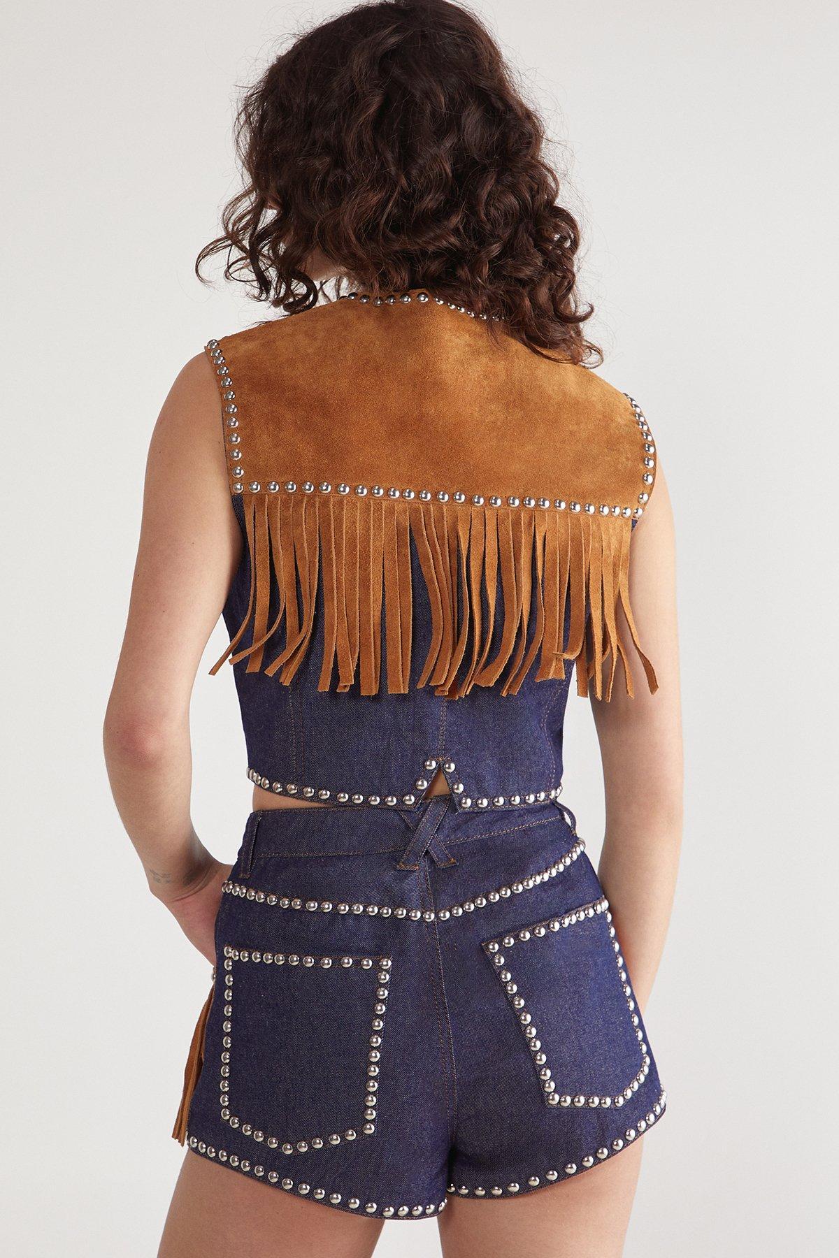 Denim Suede Mix Waistcoat Product Image