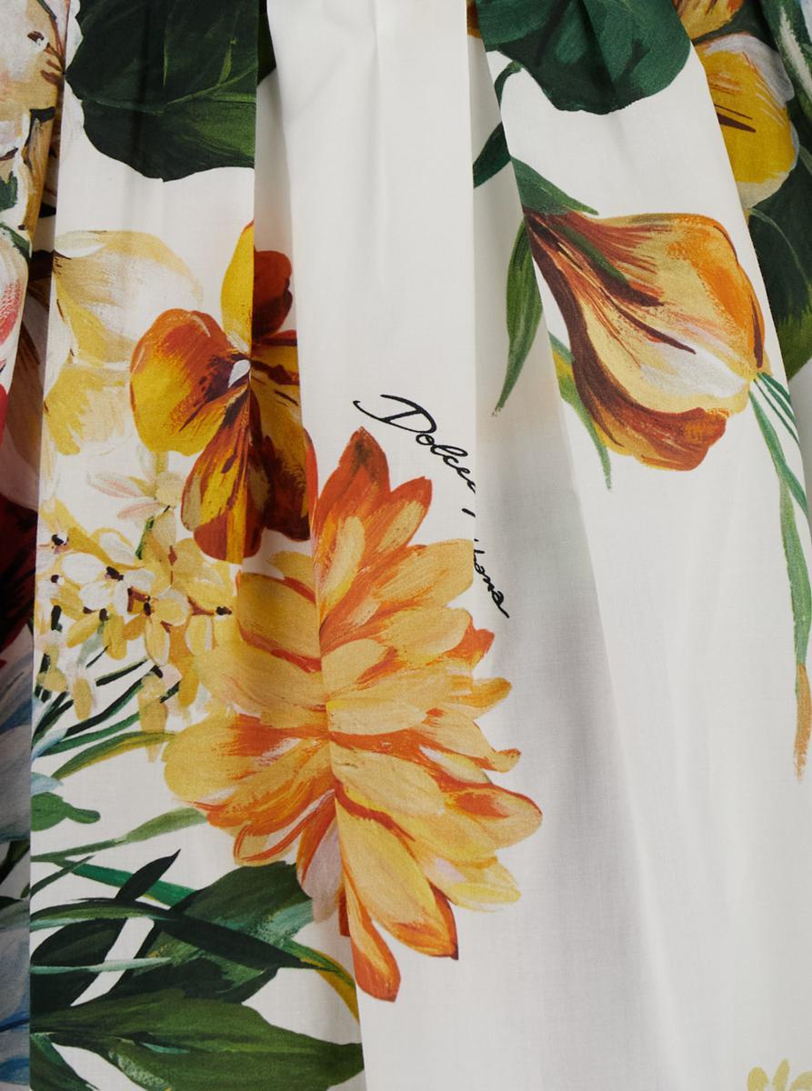 DOLCE & GABBANA Multicolor Sleeveless Dress With Bustier Style Neckline And All-over Floral Print In Cotton Woman Product Image