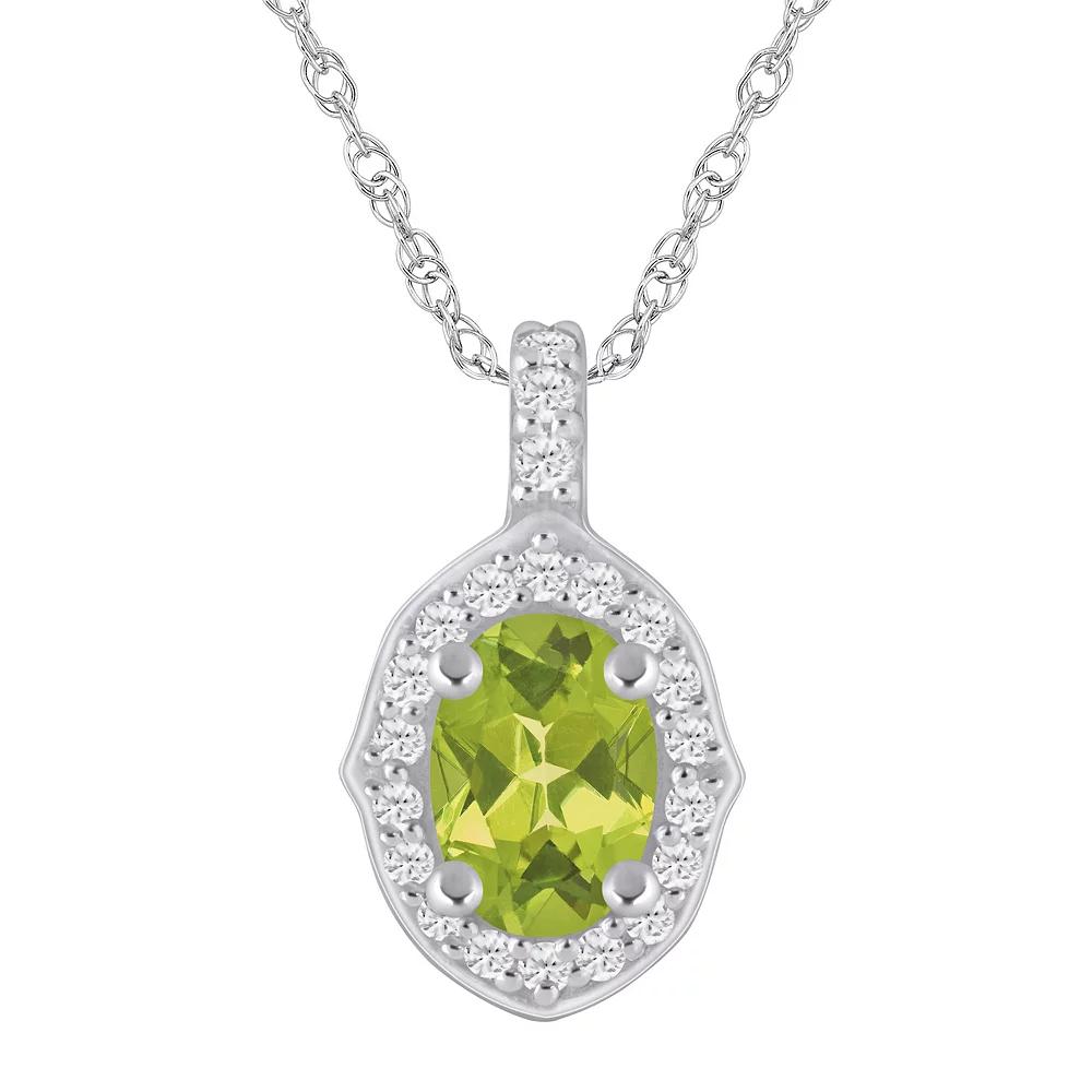 Alyson Layne 10k White Gold Oval Shape 1/5 Carat T.W. Lab-Grown Diamond Halo Pendant Necklace, Women's,  Product Image