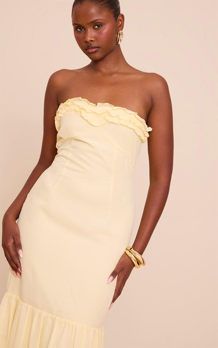 Lemon Chiffon Bandeau Frill Detail Maxi Dress Product Image